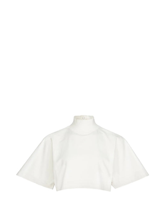 high-neck cropped T-shirt