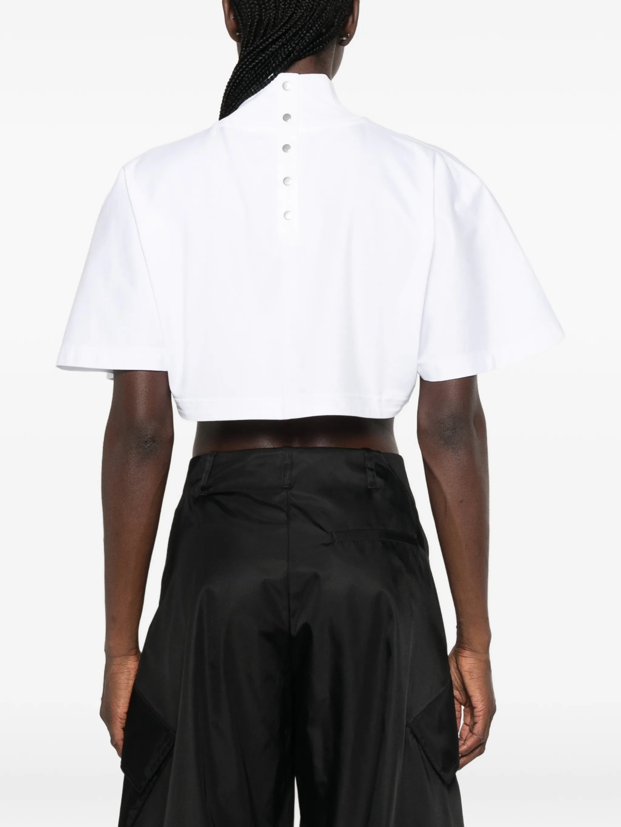 high-neck cropped T-shirt