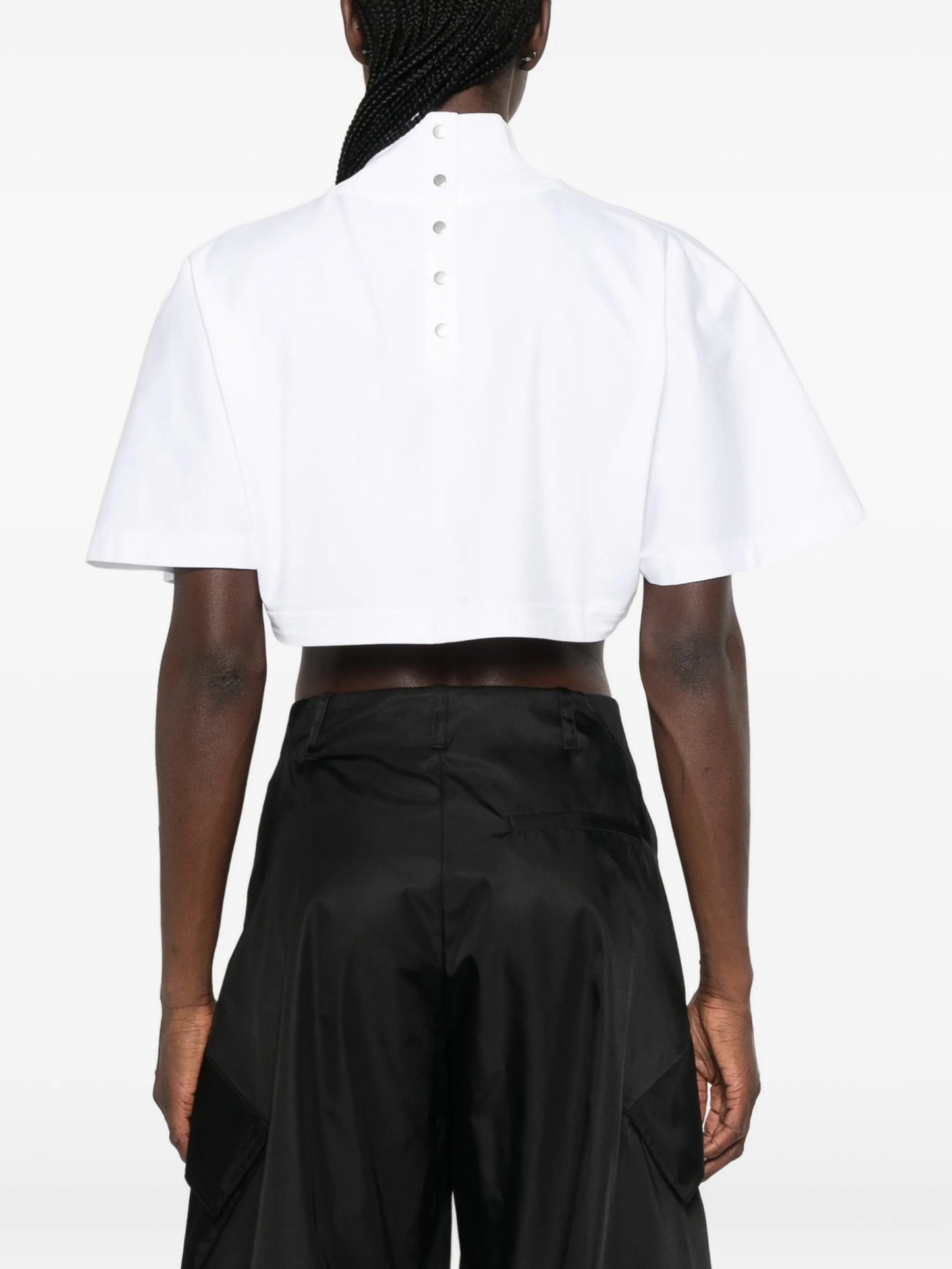 high-neck cropped T-shirt