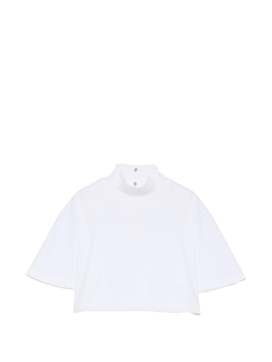 high-neck cropped T-shirt