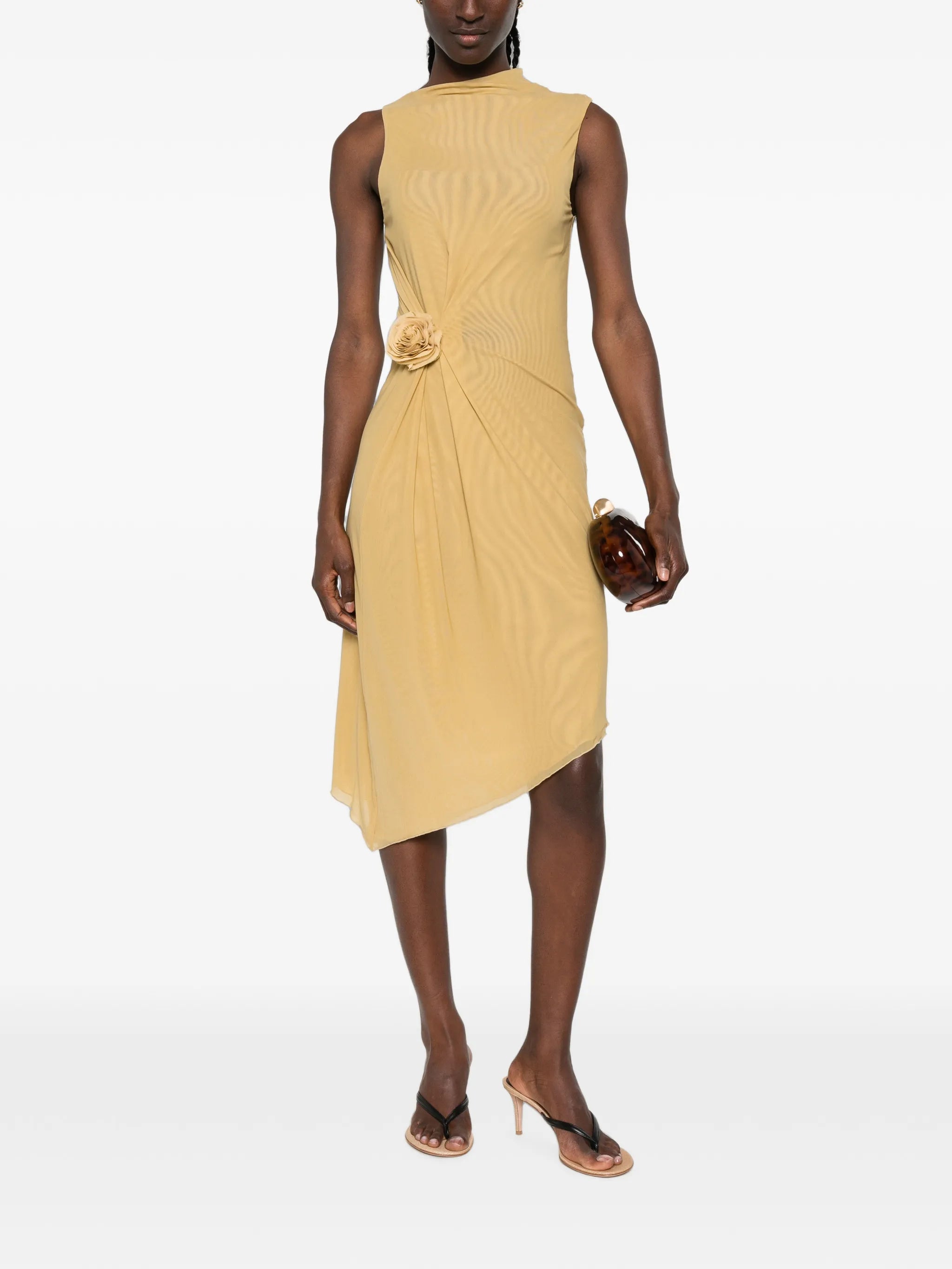 Cynthia floral-appliqué midi dress