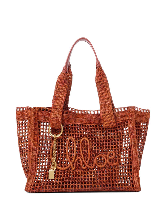 Summer Banana raffia east-west tote bag