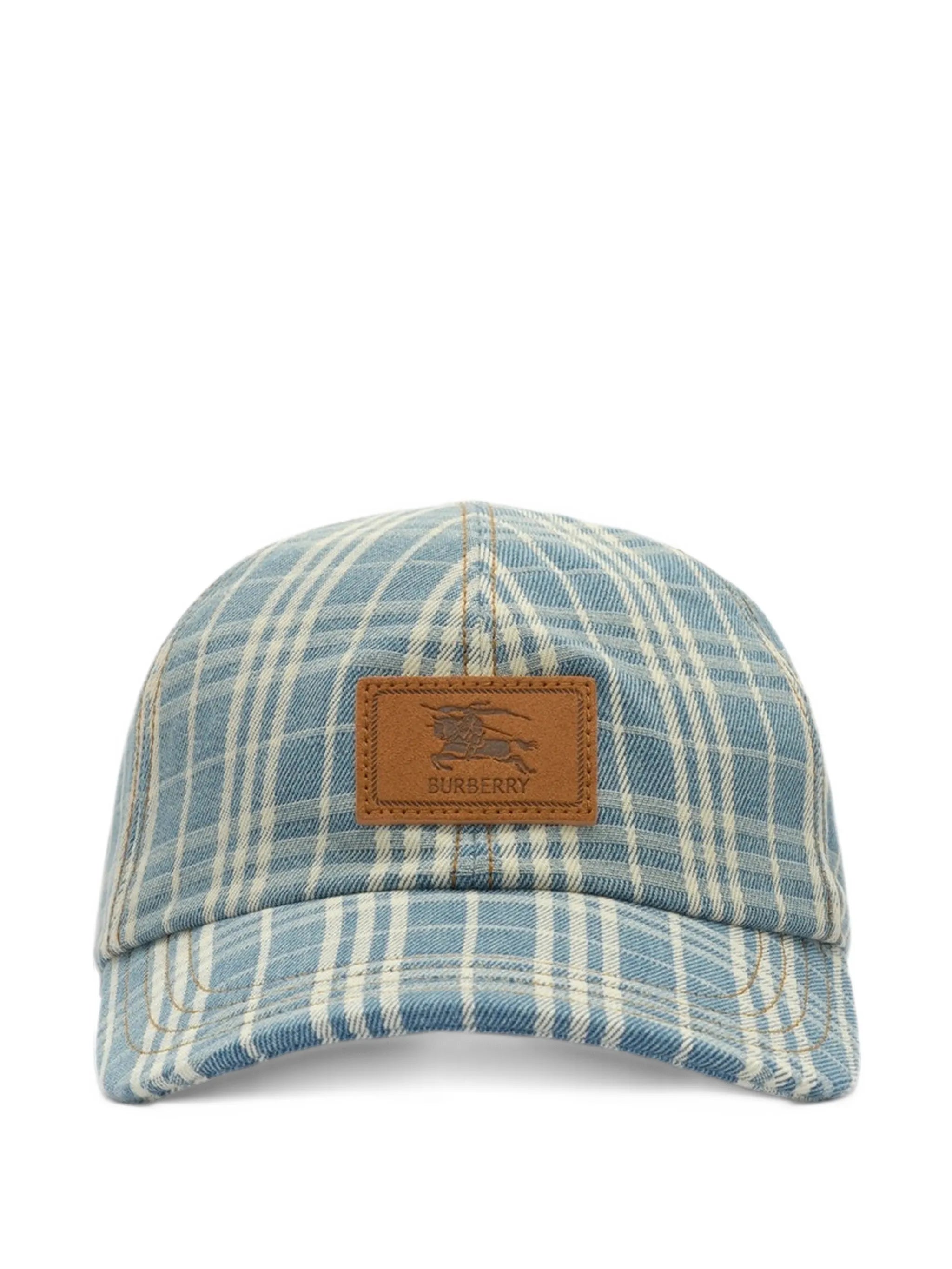Check denim baseball cap