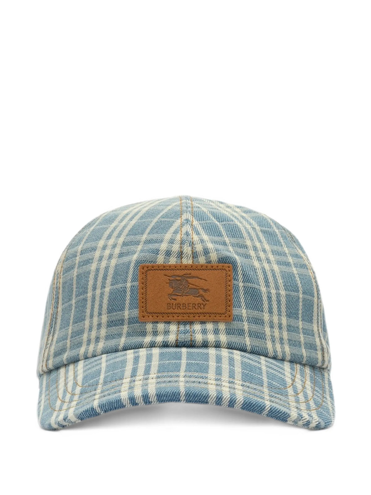 Check denim baseball cap