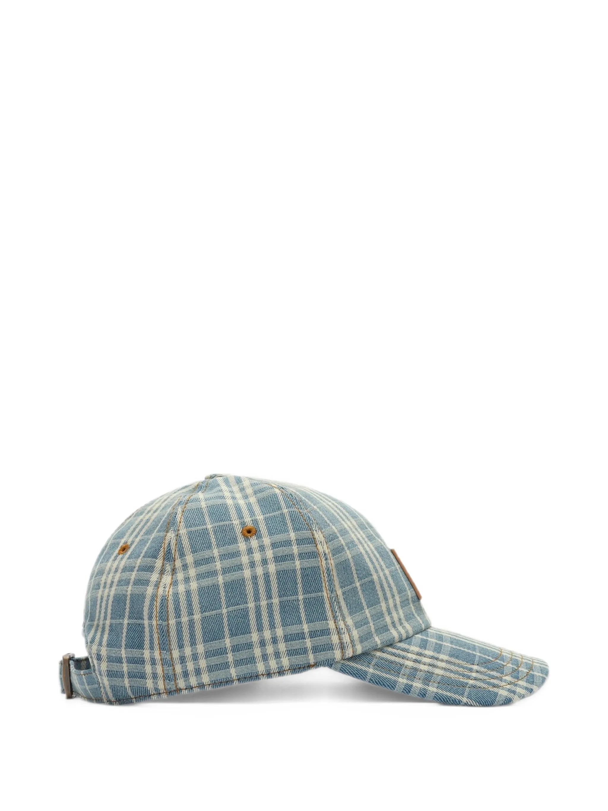 Check denim baseball cap