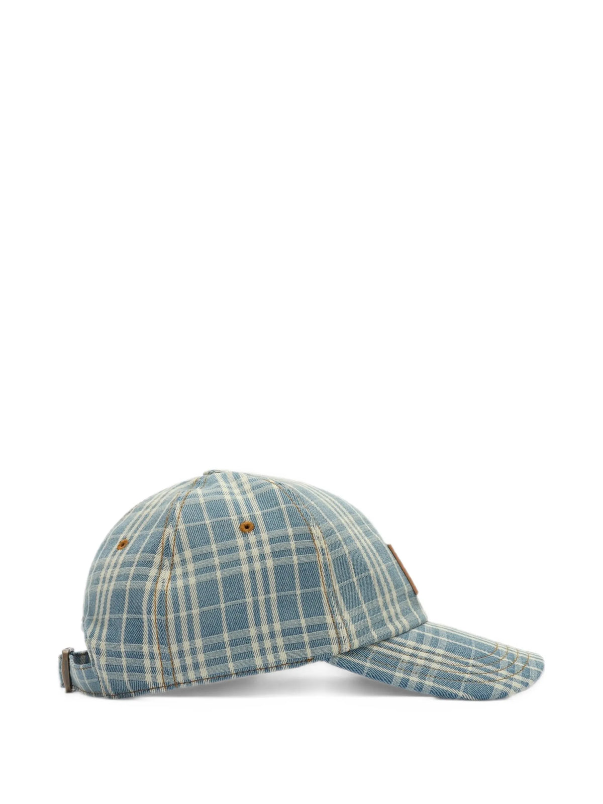 Check denim baseball cap