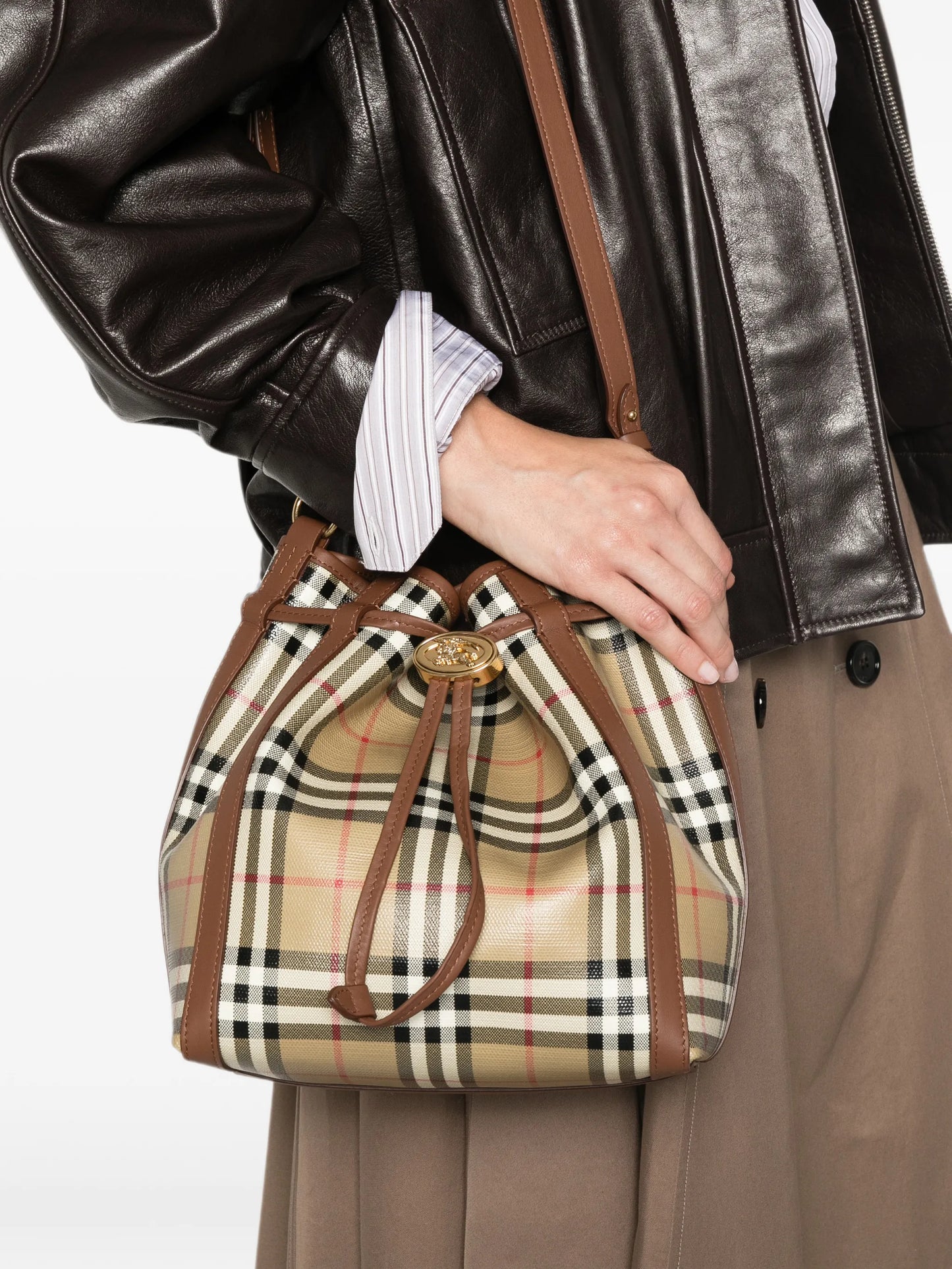 small Check bucket bag