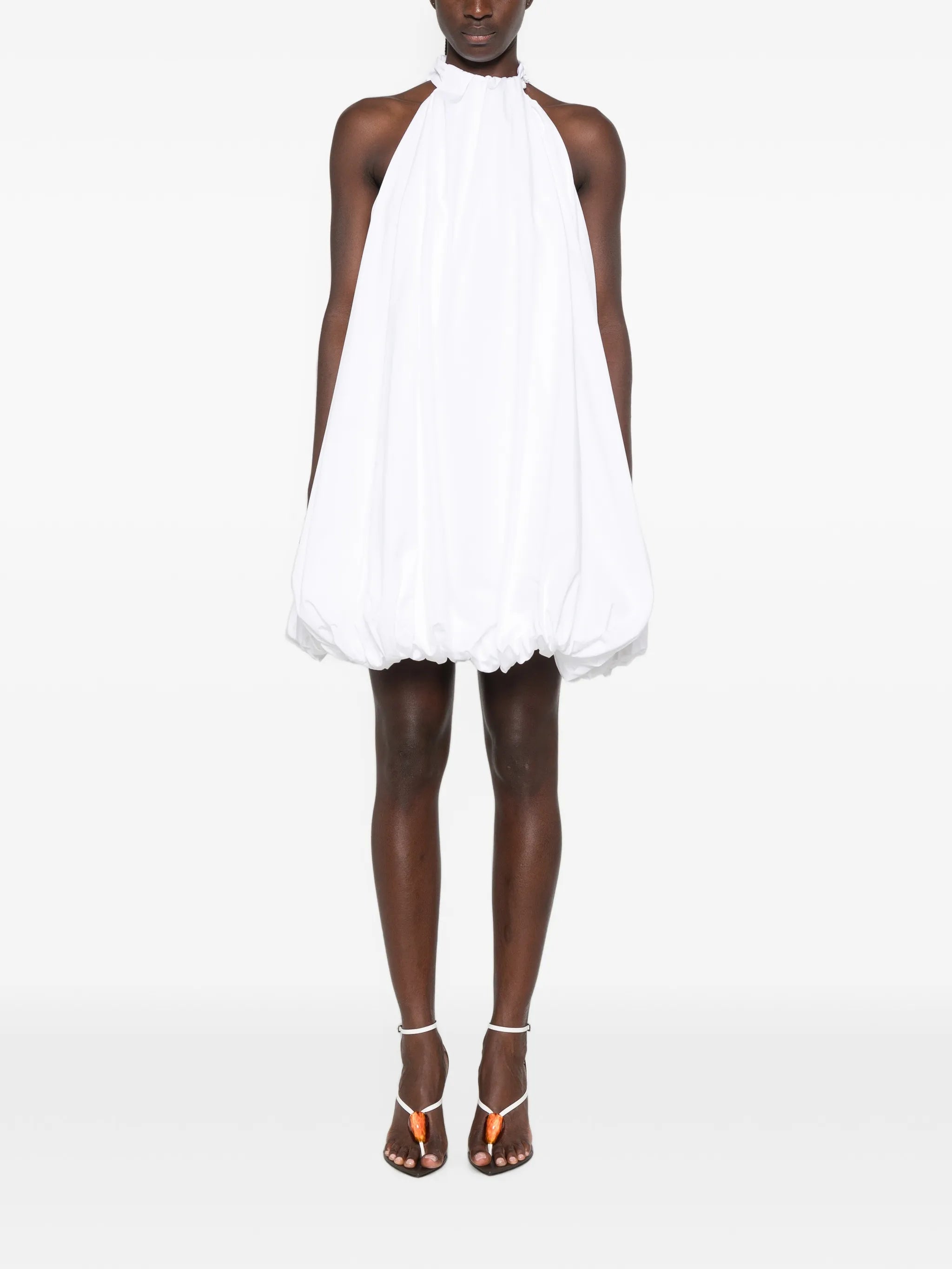 pleated bubble-hem mini dress