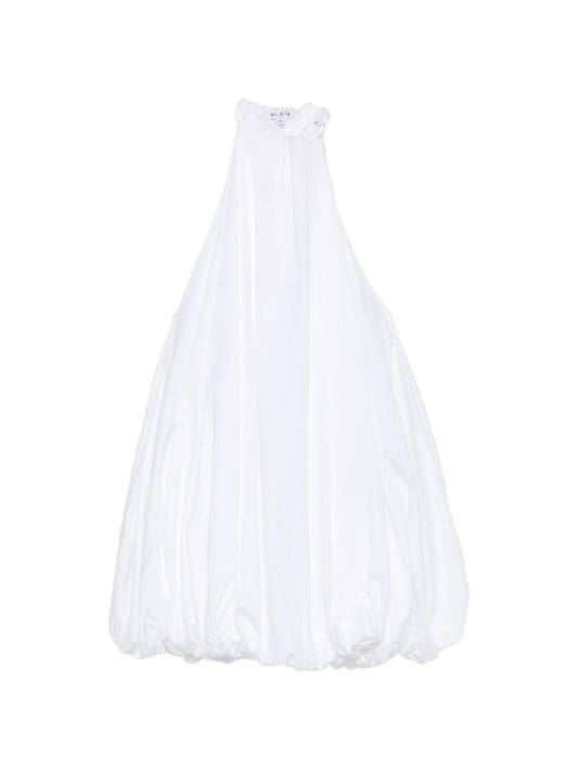 pleated bubble-hem mini dress