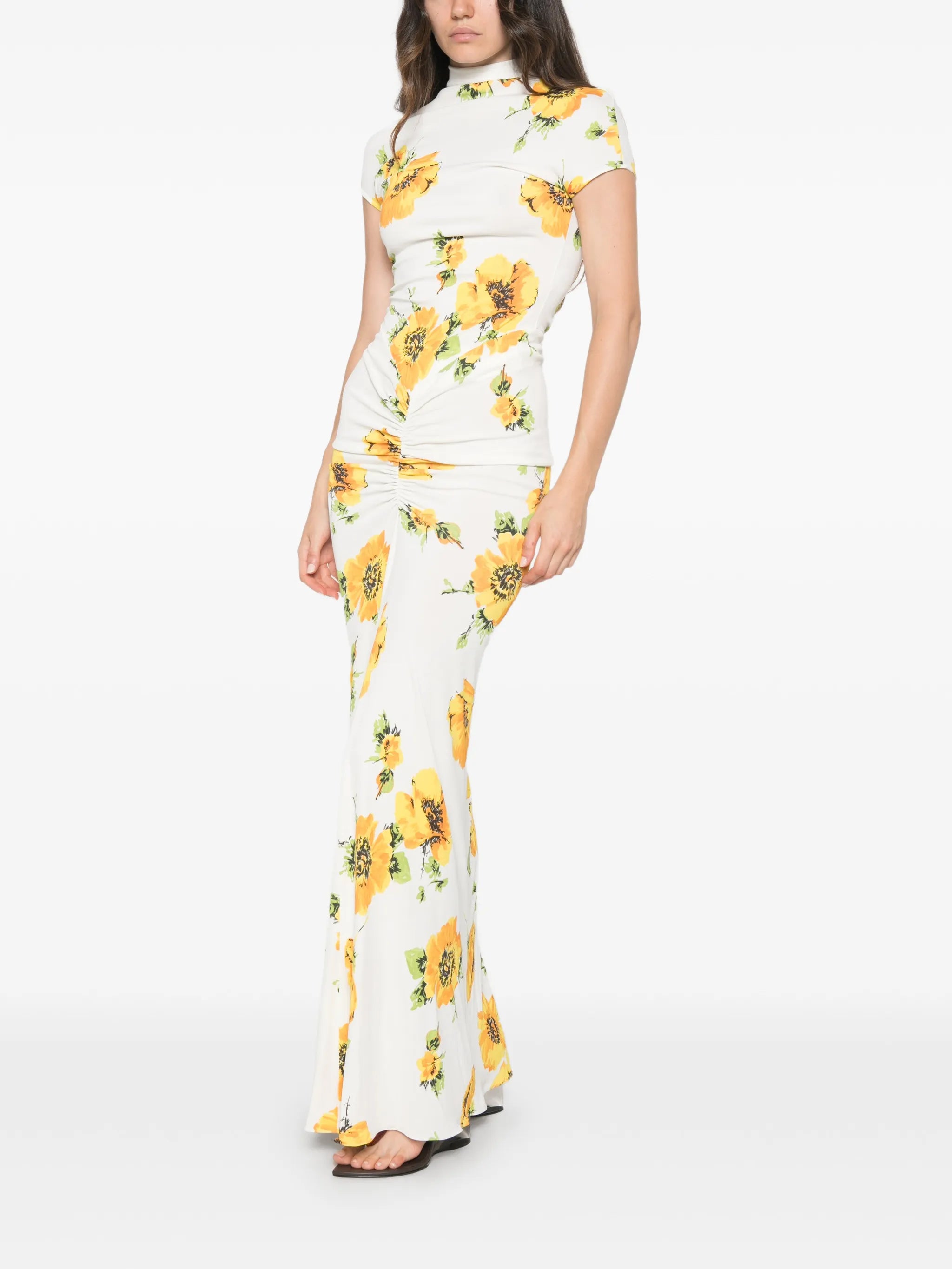 draped printed dress