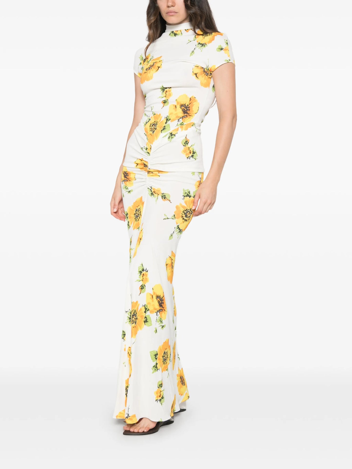 draped printed dress
