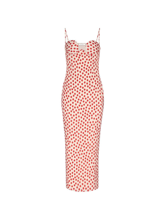 polka-dot midi dress