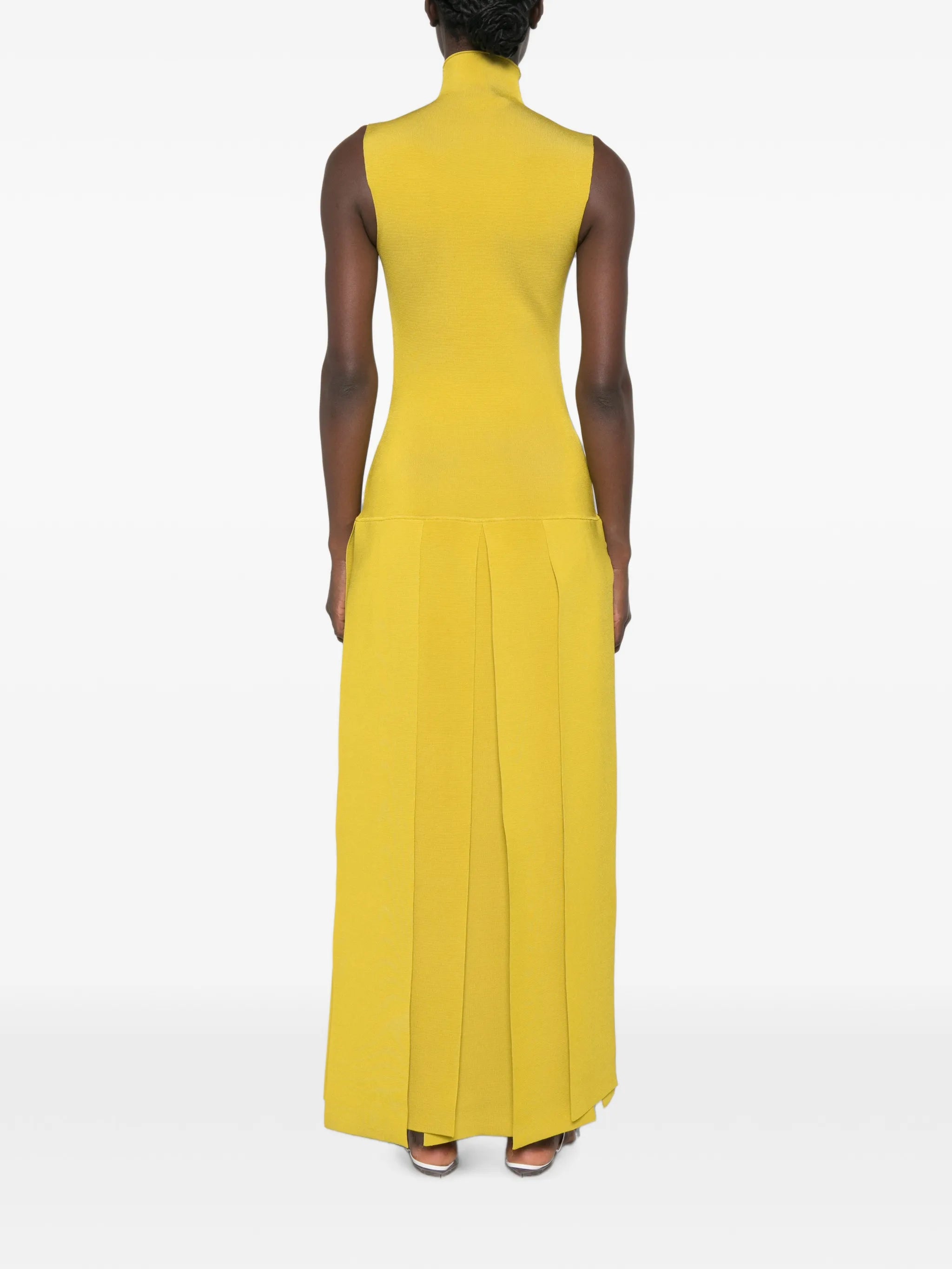 pleated maxi dress