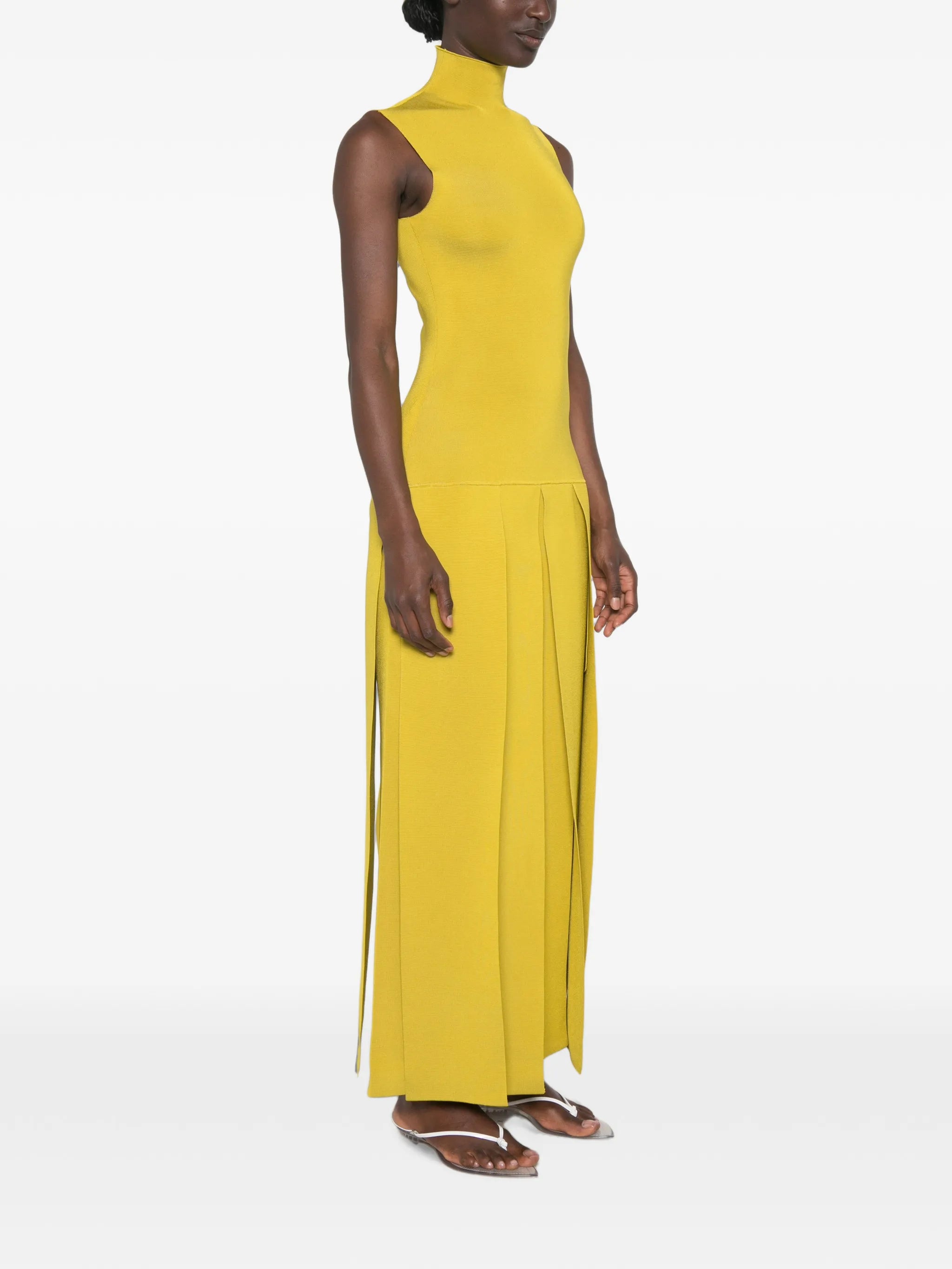 pleated maxi dress
