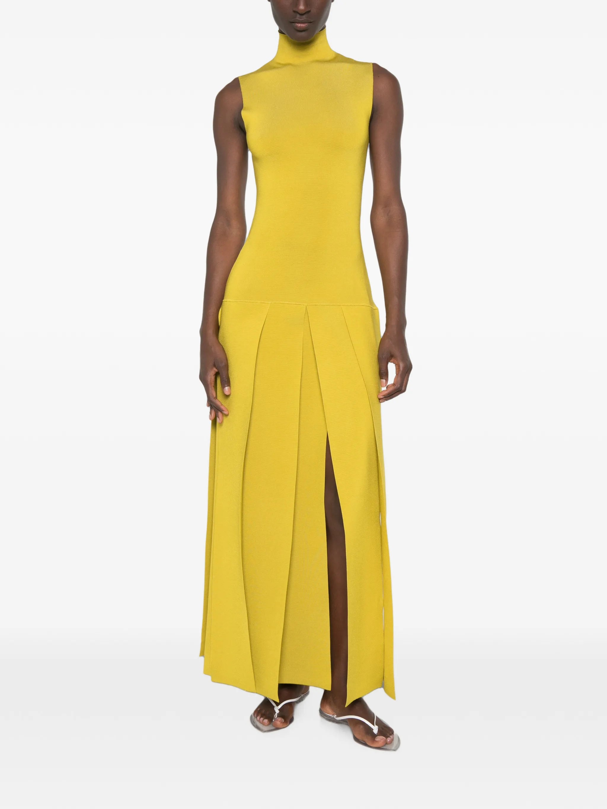 pleated maxi dress