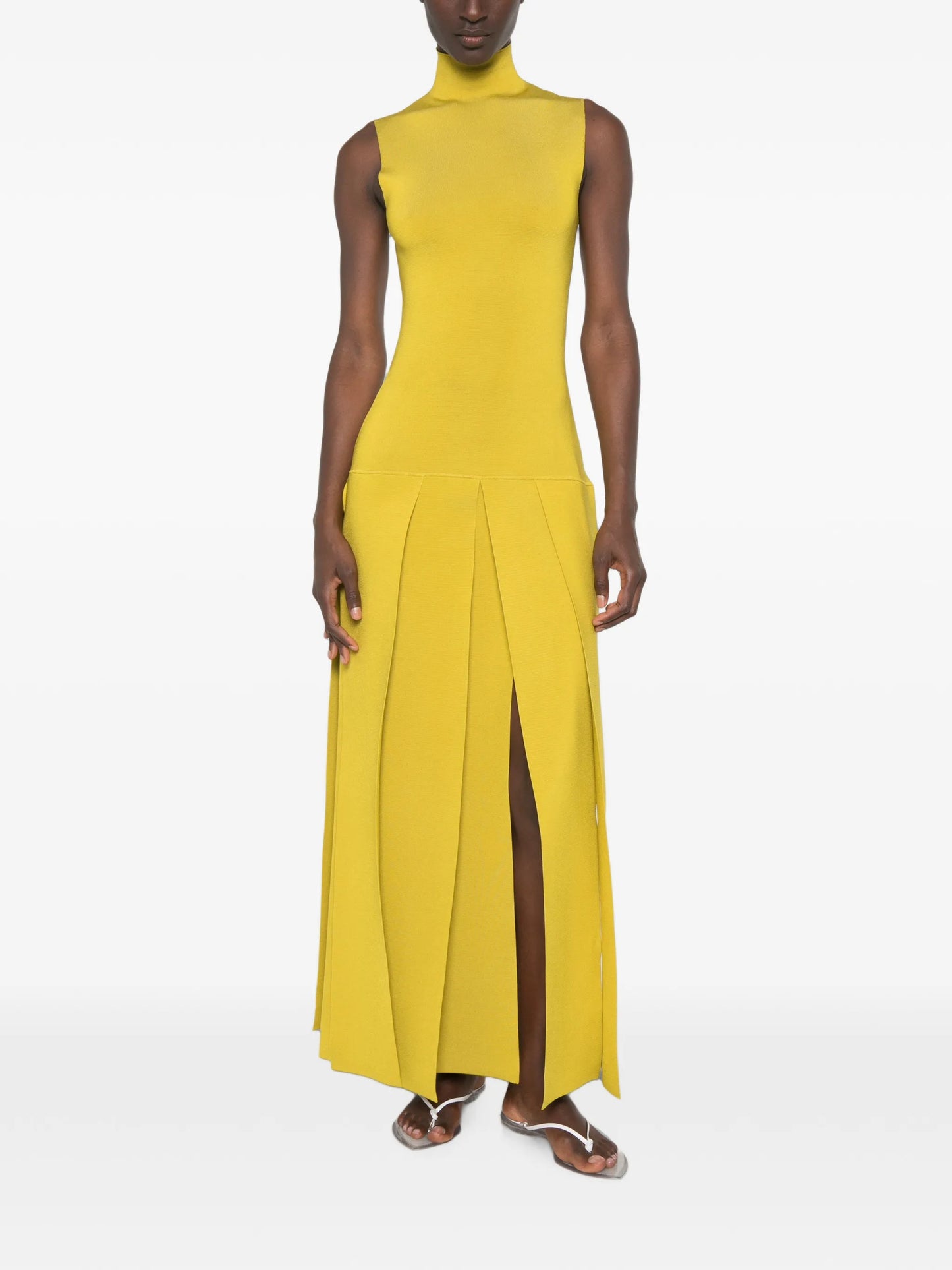 pleated maxi dress