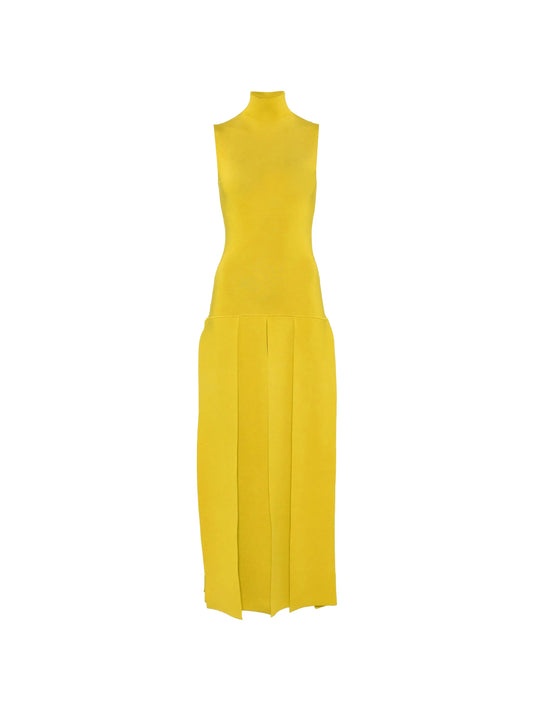 pleated maxi dress