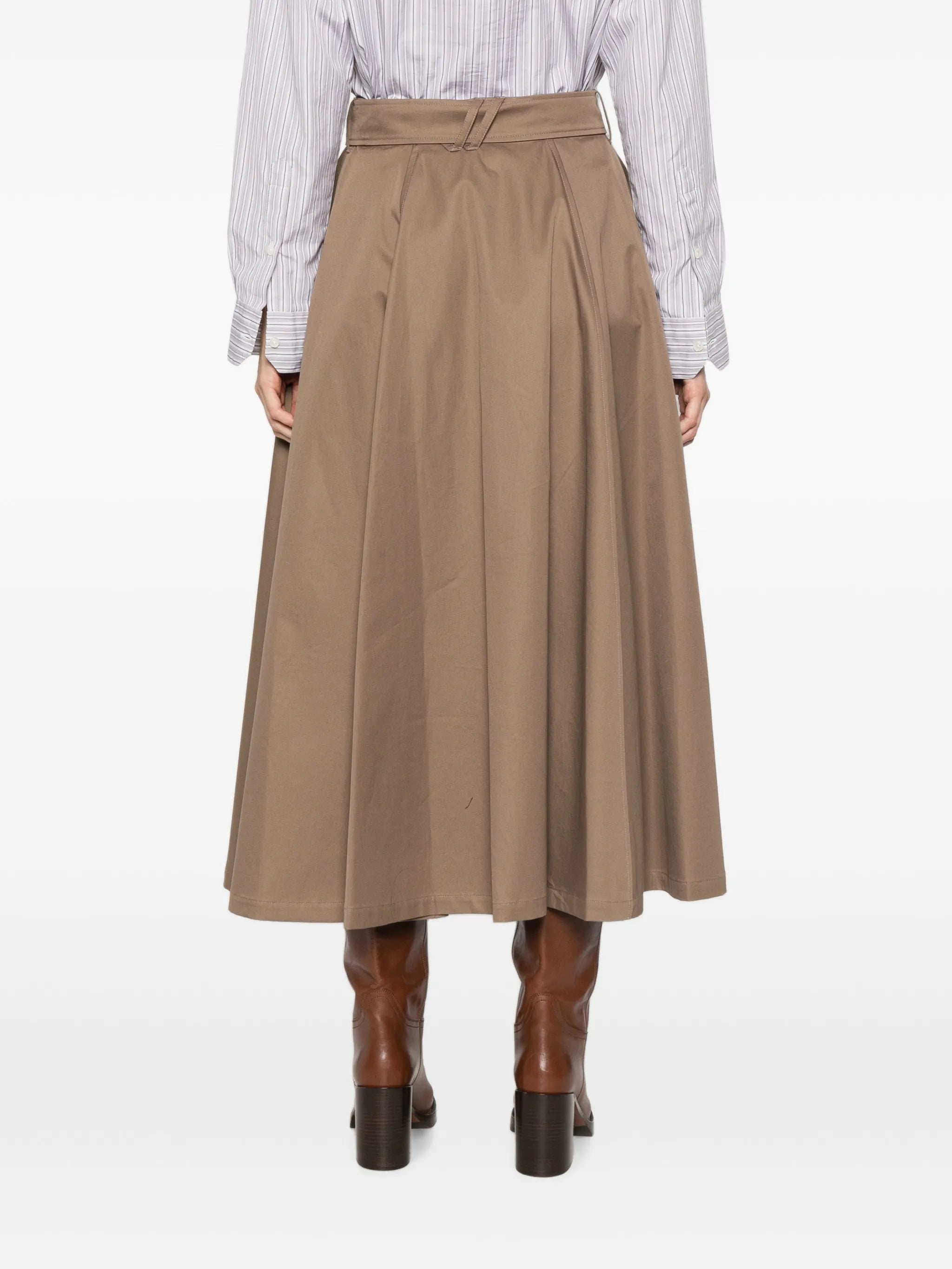 double-breasted belted skirt