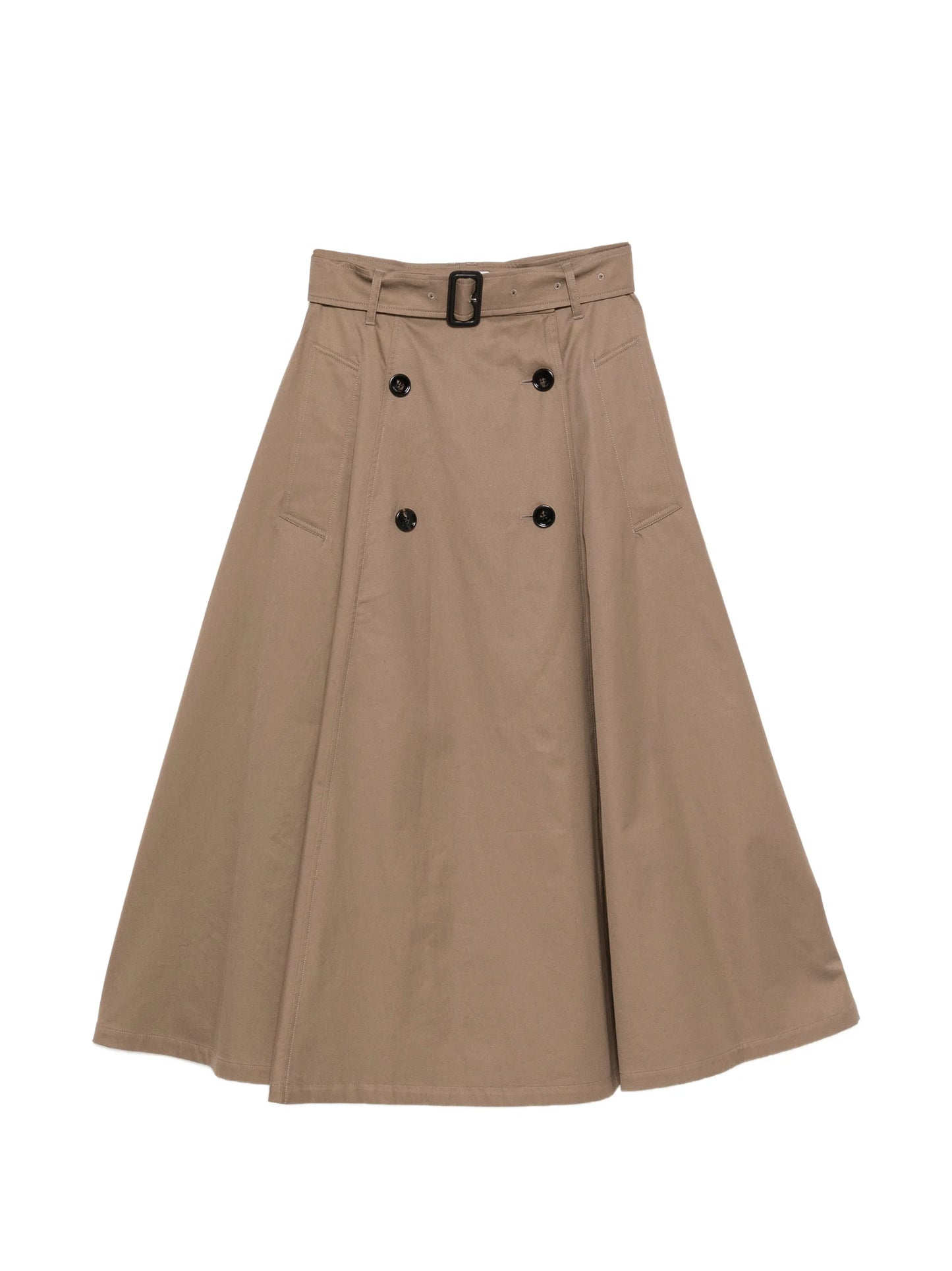 double-breasted belted skirt