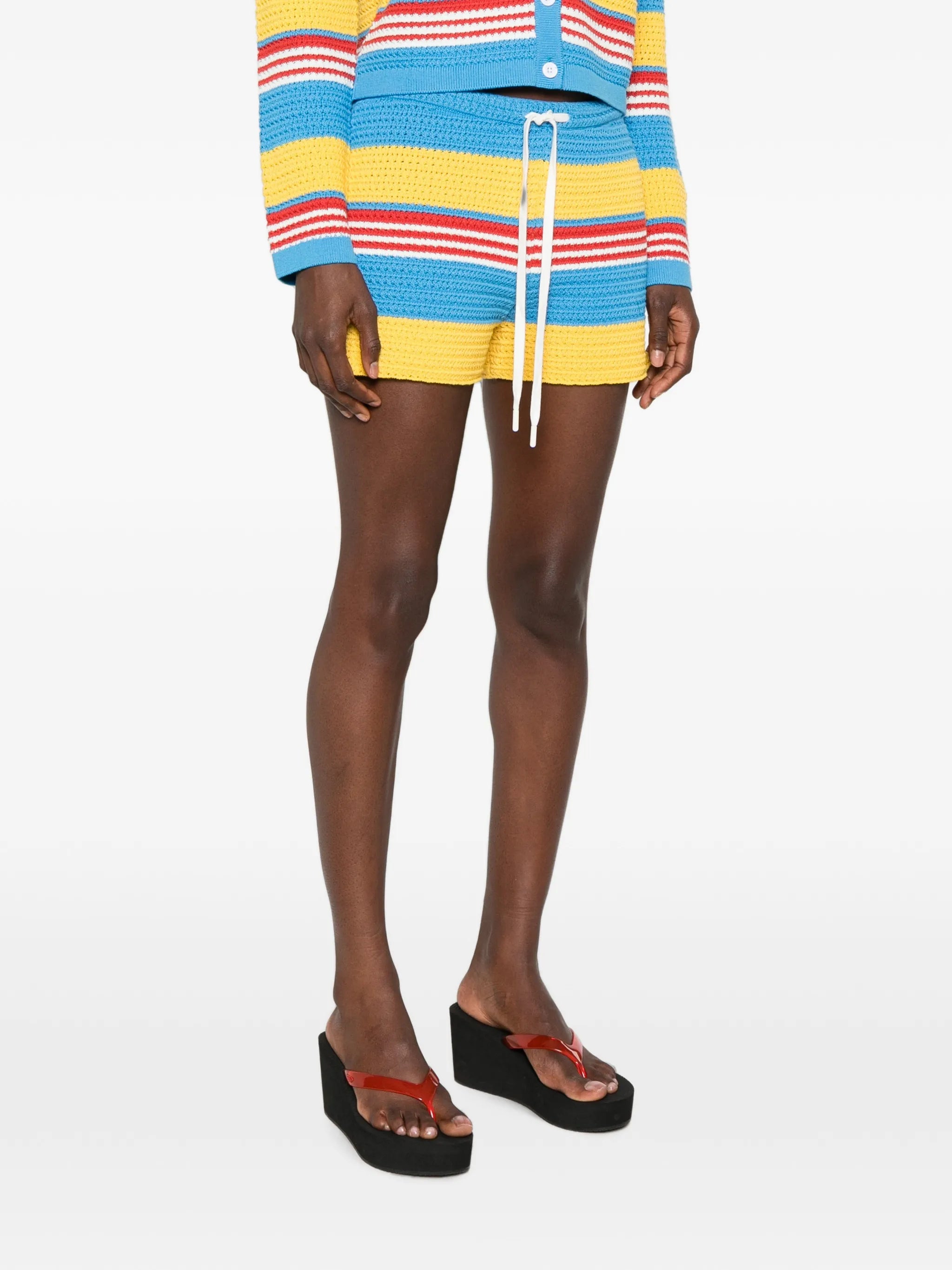 Tammy striped crochet shorts
