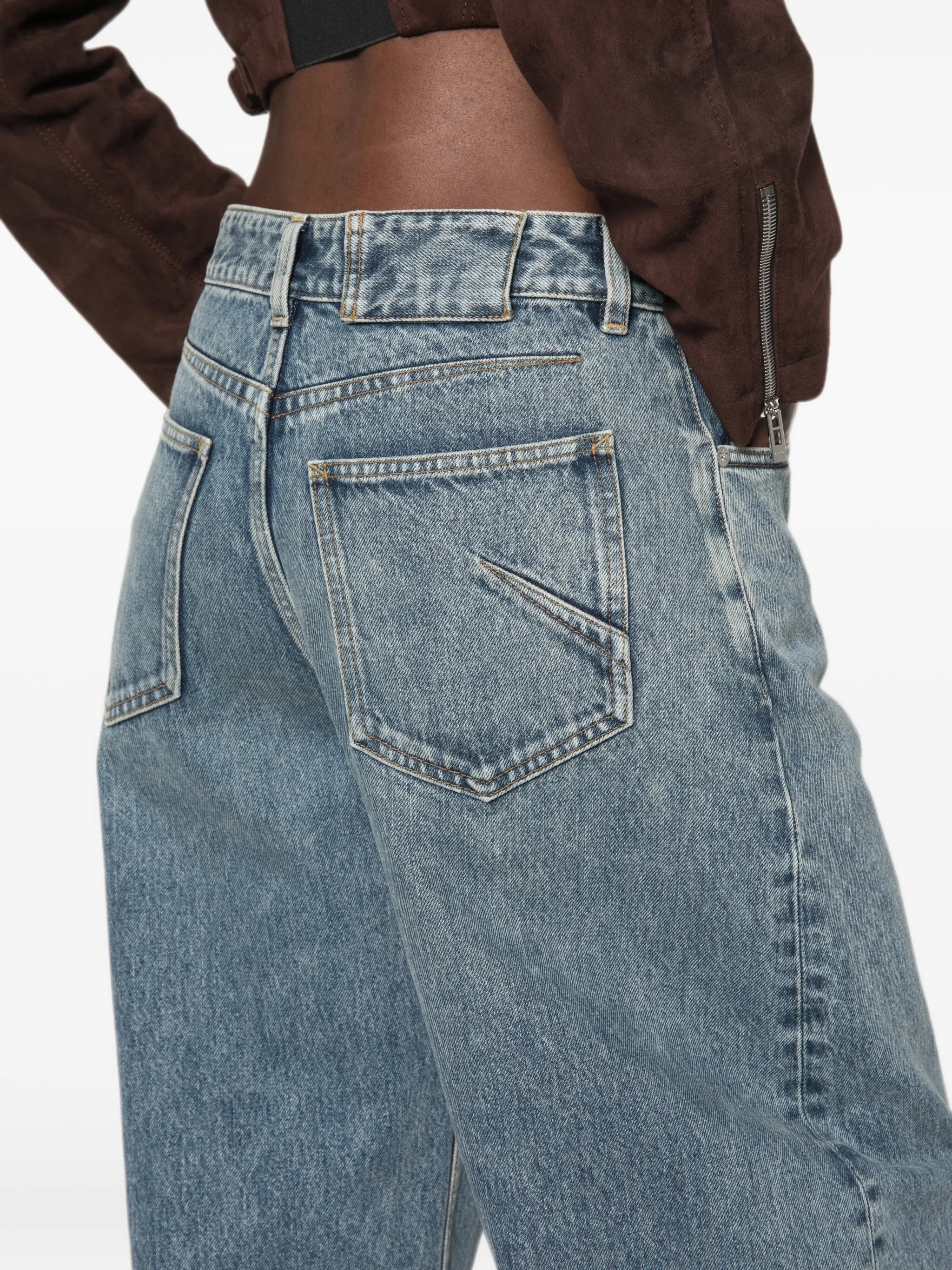 Round denim jeans
