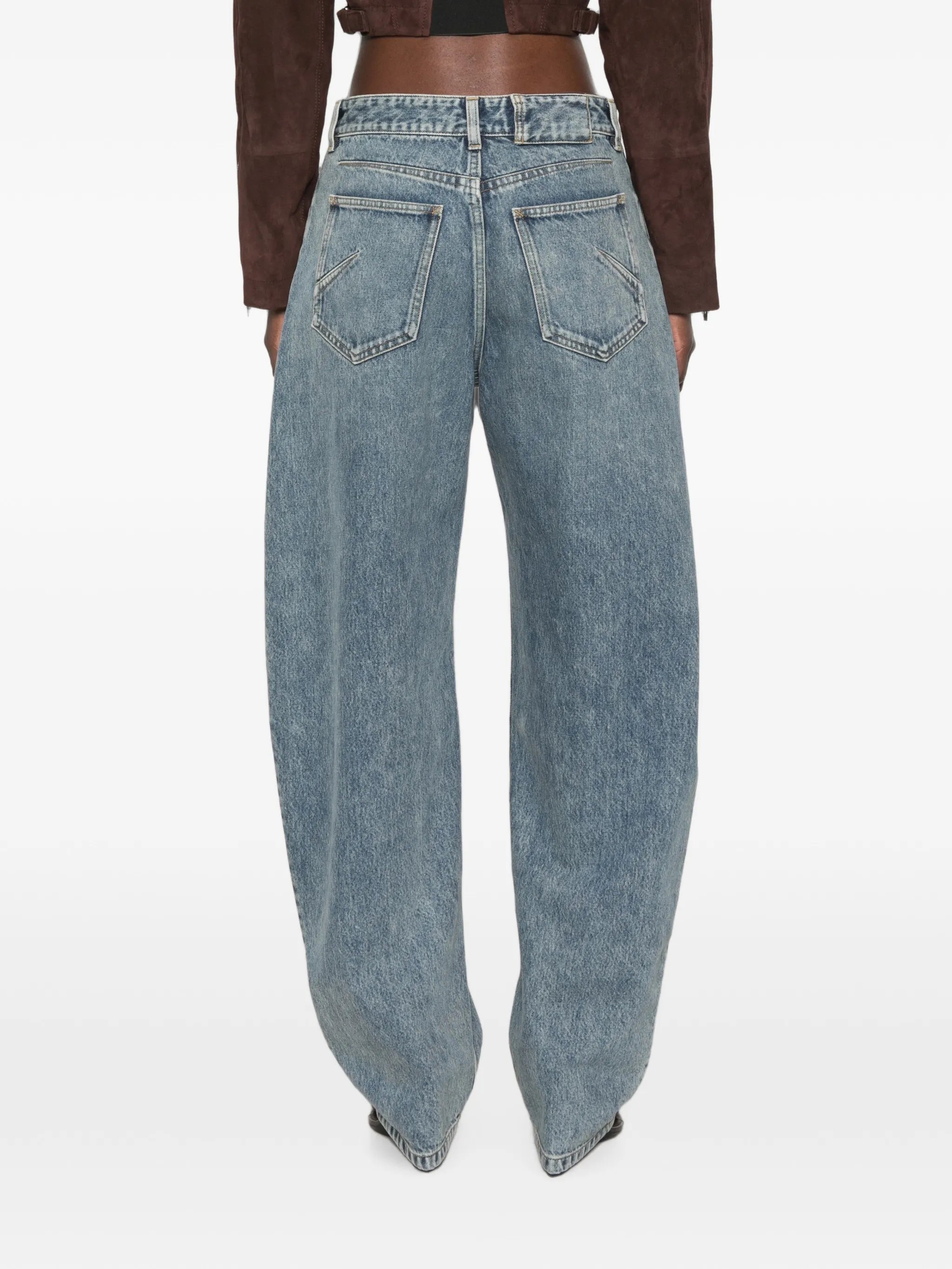 Round denim jeans