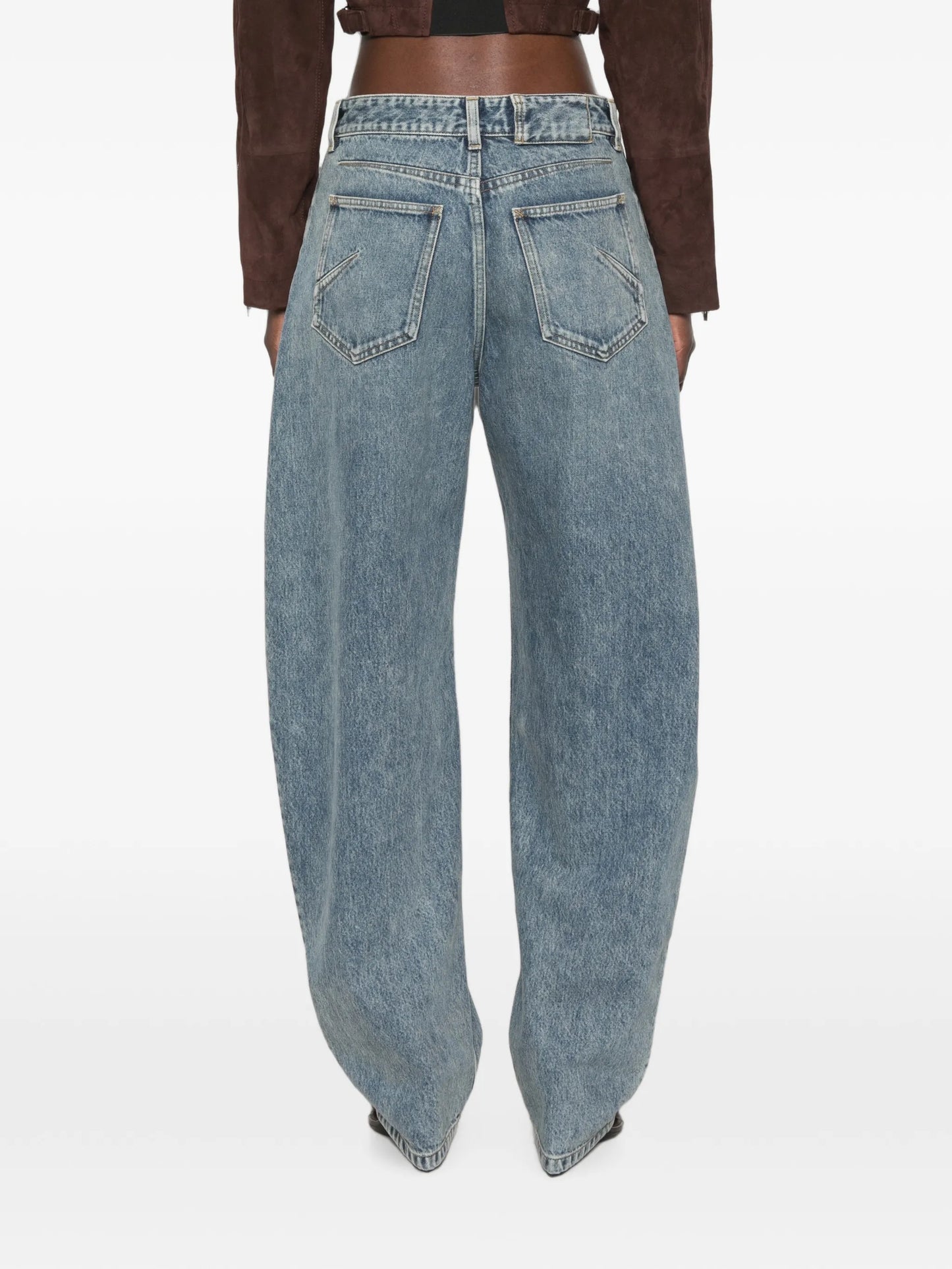 Round denim jeans