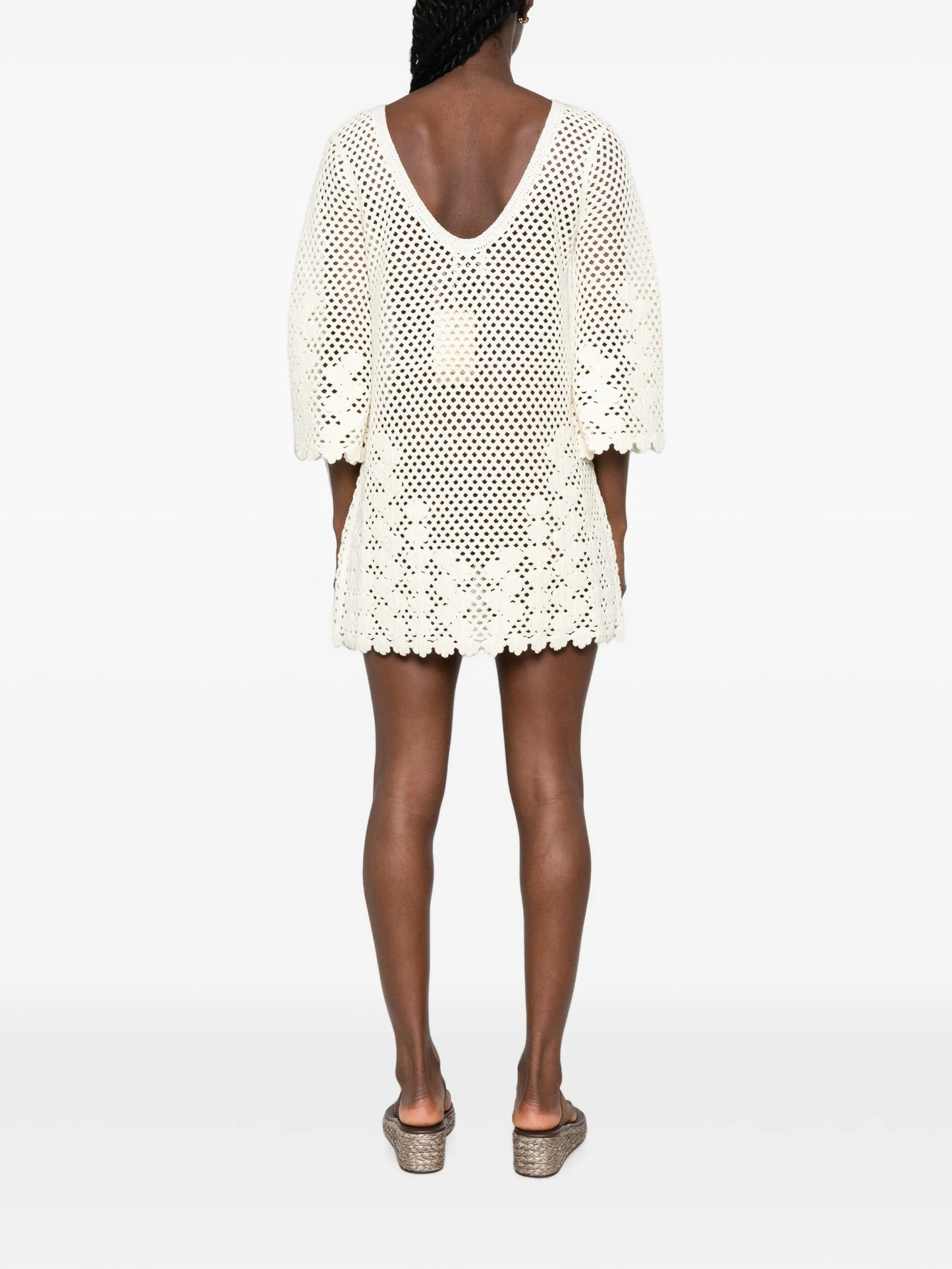 Saskia floral-crochet mini dress