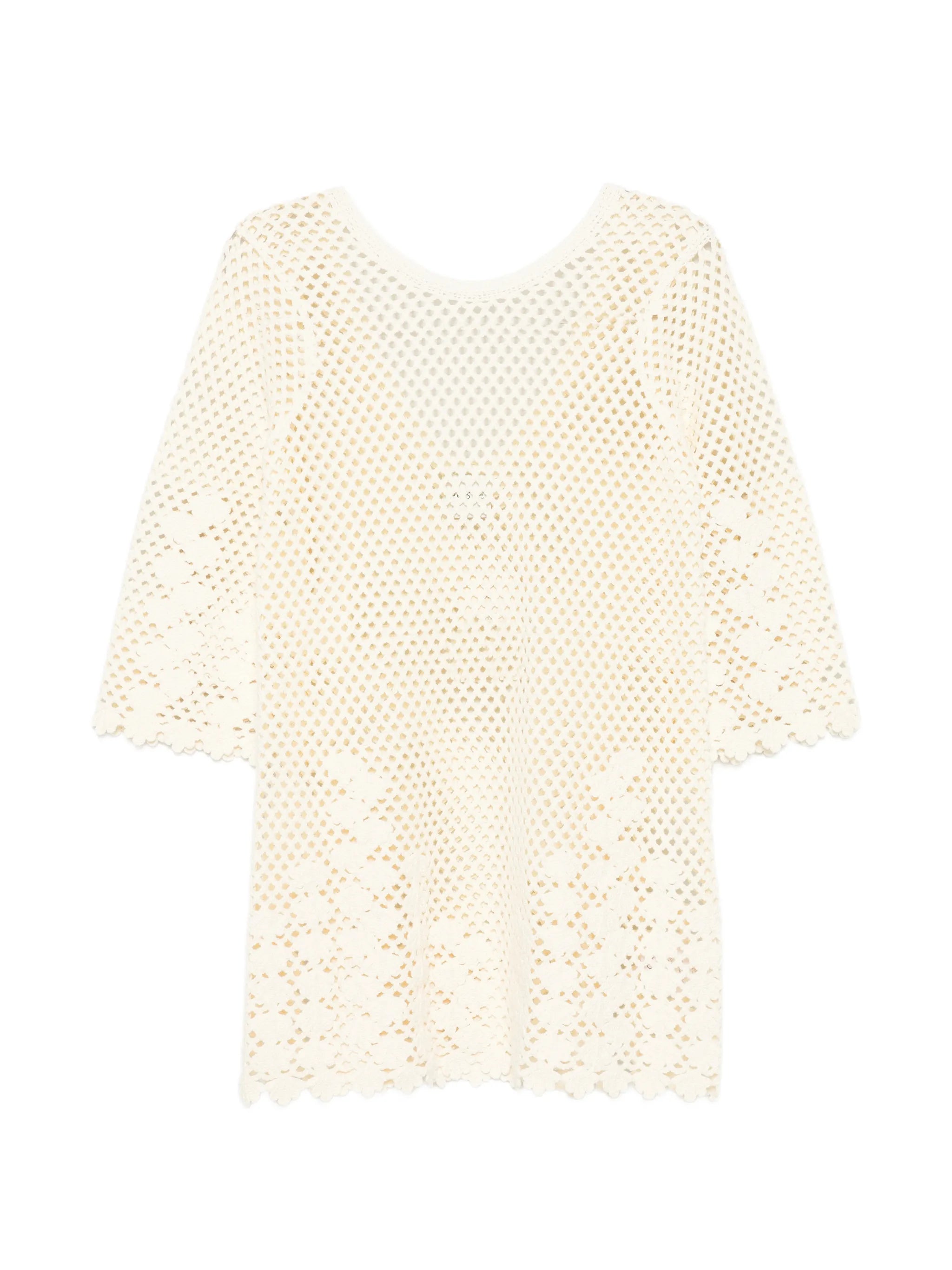 Saskia floral-crochet mini dress