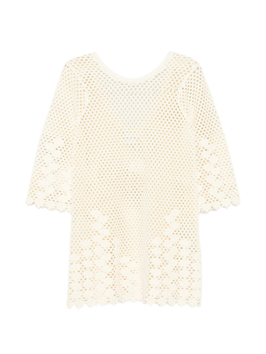 Saskia floral-crochet mini dress