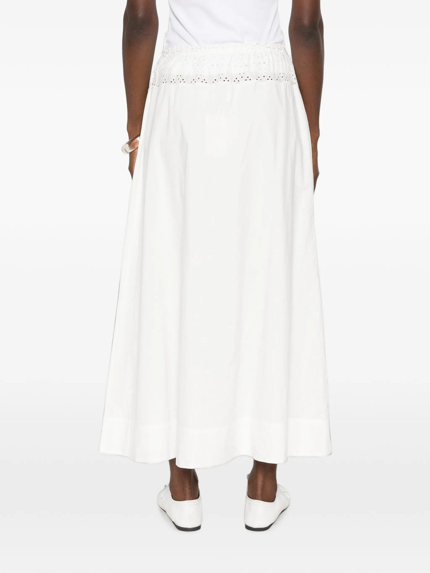 Harriet eyelet-embroidered long skirt