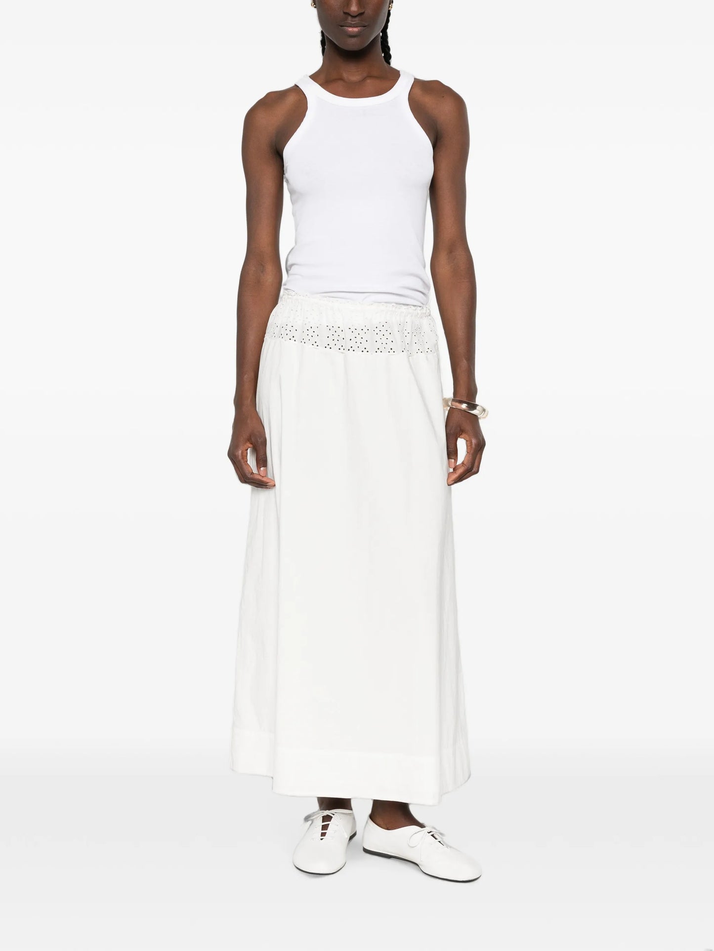 Harriet eyelet-embroidered long skirt