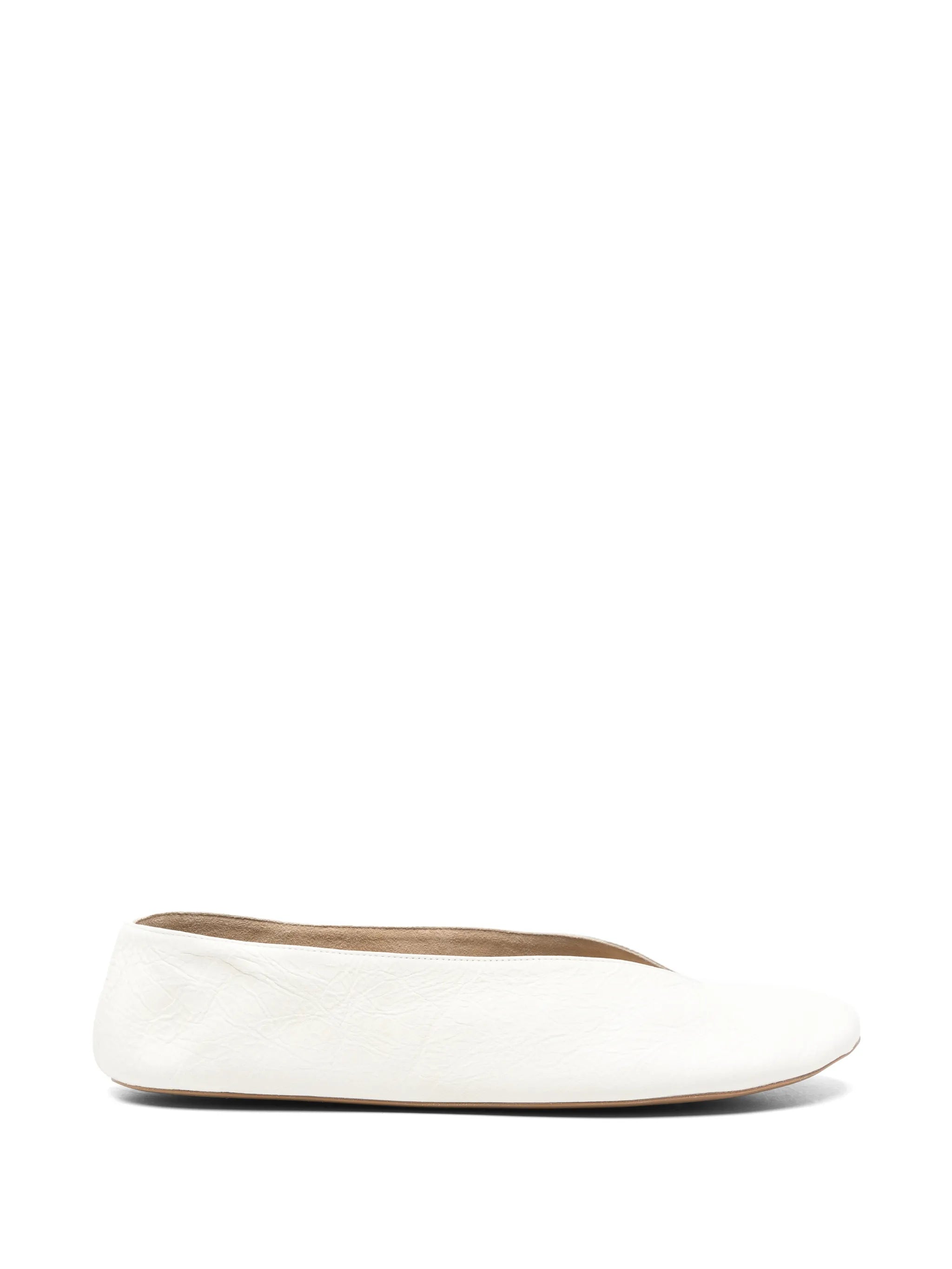V-neck textured leather loafers