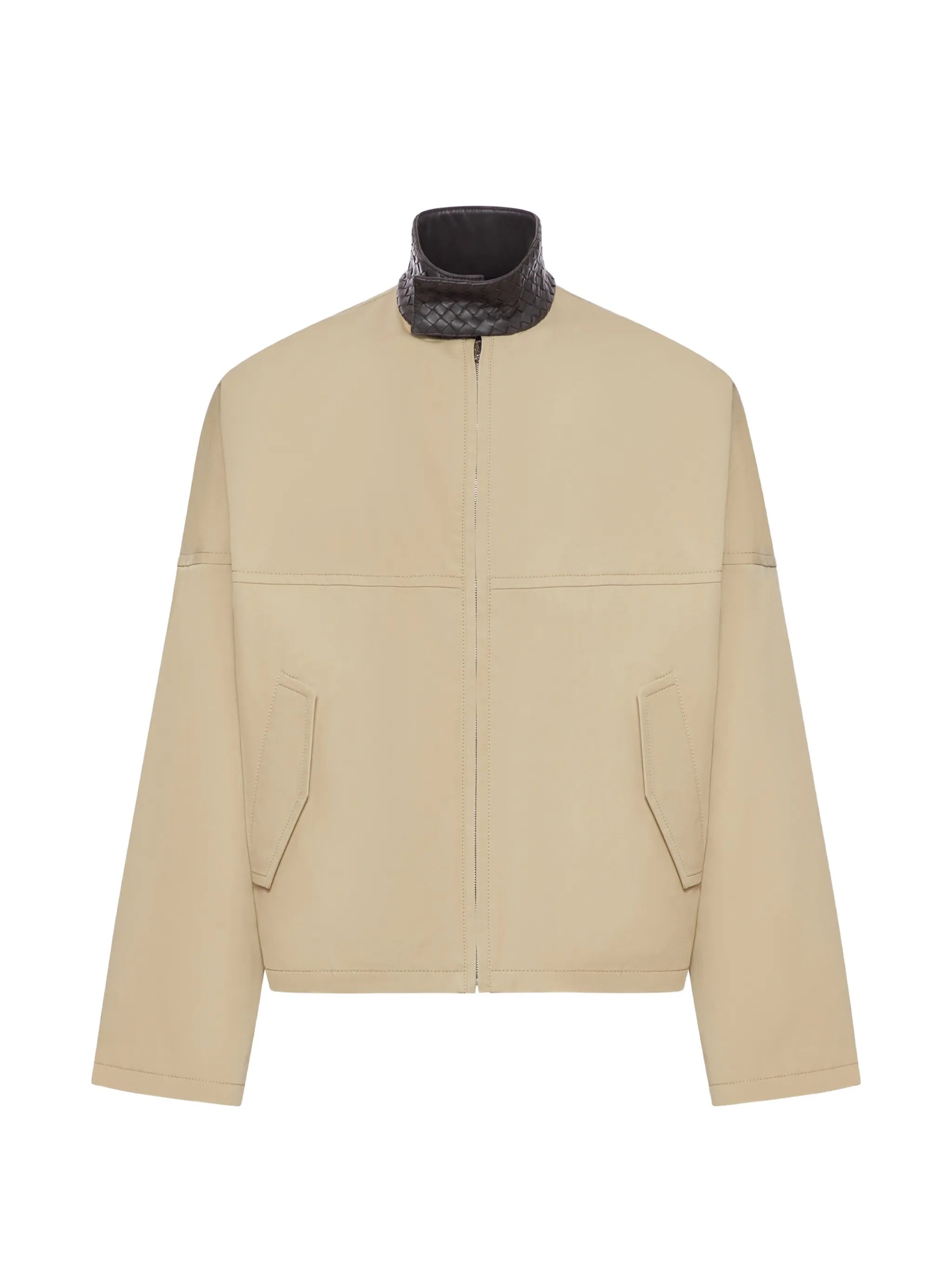 Intrecciato-collar overshirt