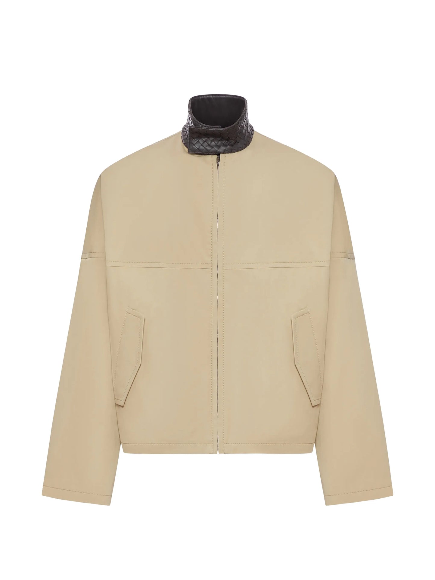 Intrecciato-collar overshirt