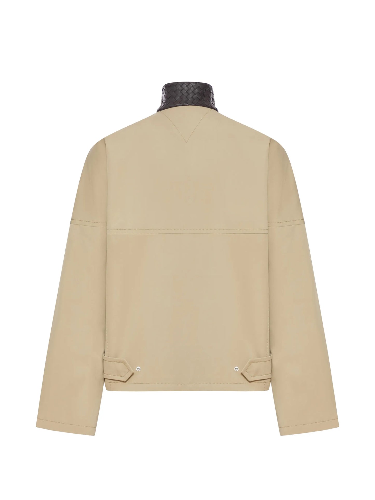 intrecciato-collar zip-up jacket