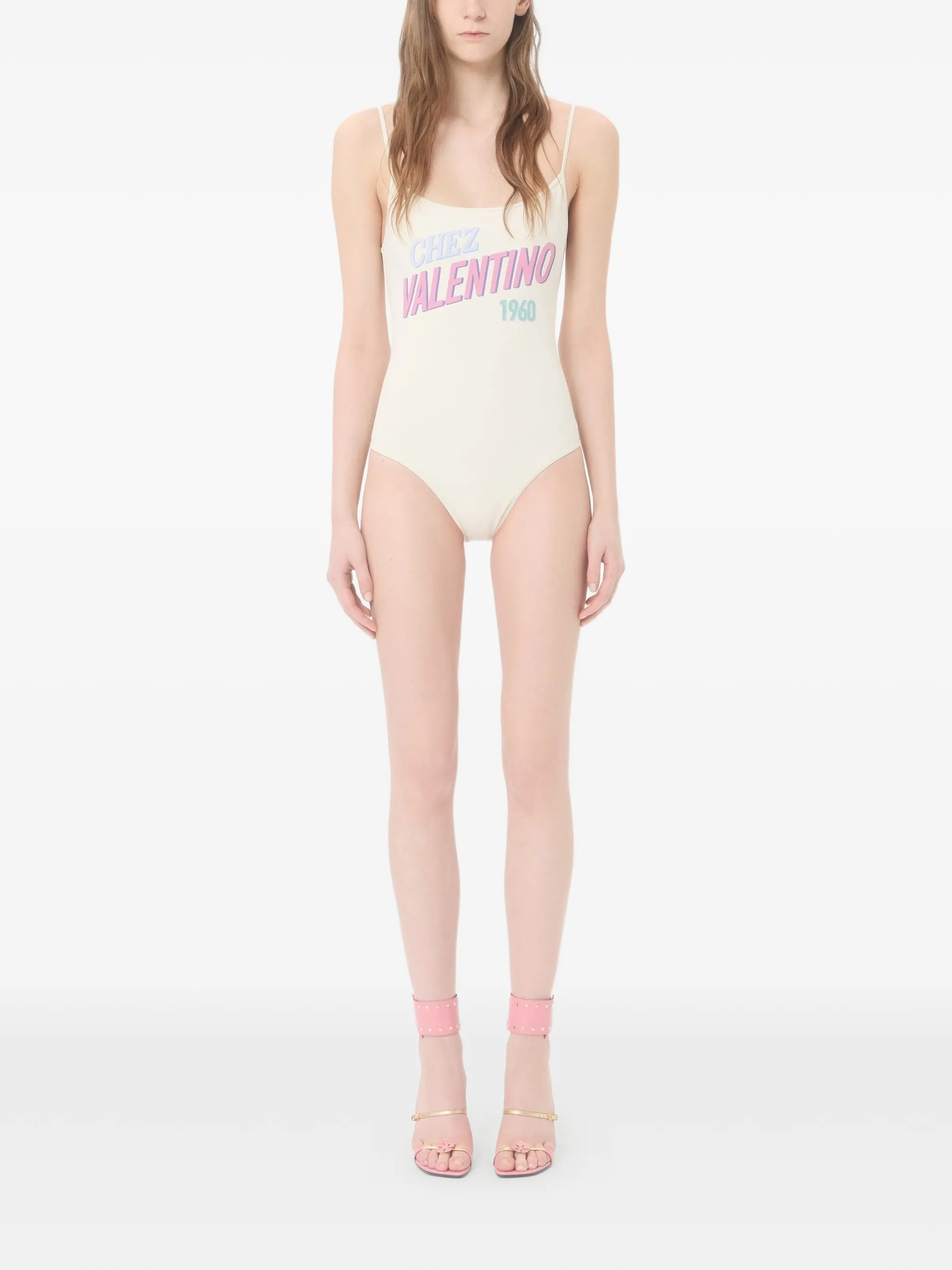 one-piece swimsuit with Chez 1960 print