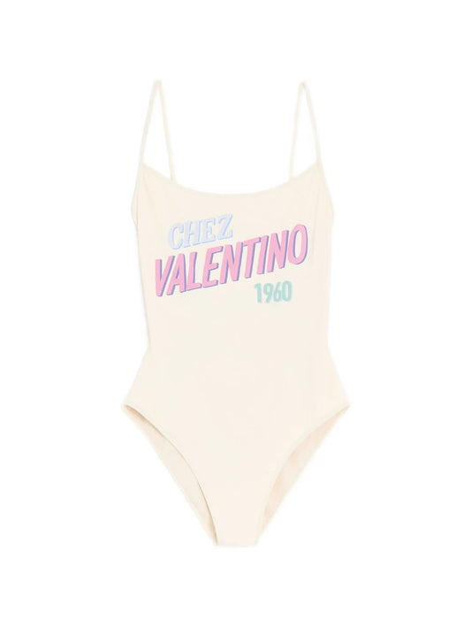 one-piece swimsuit with Chez Valentino 1960 print