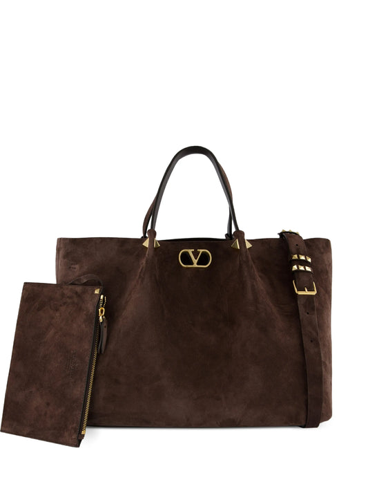 large shopping bag in soft suede