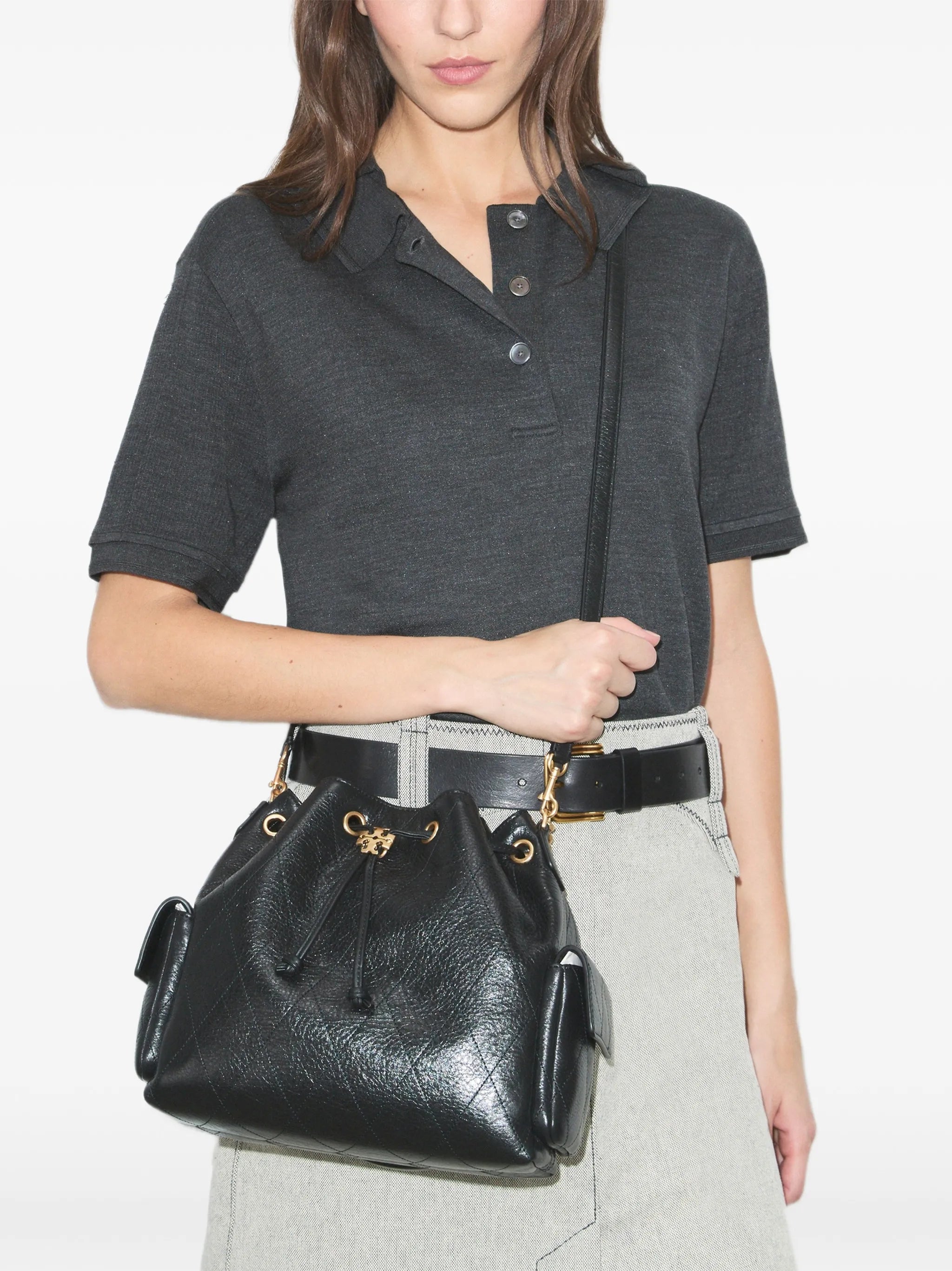 Charlie quilted drawstring shoulder bag