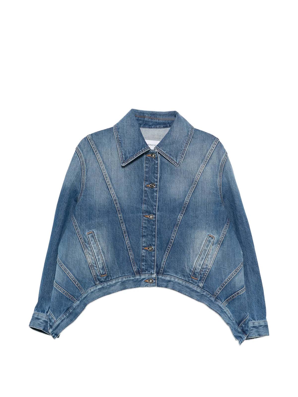 trapeze jacket in medium blue denim