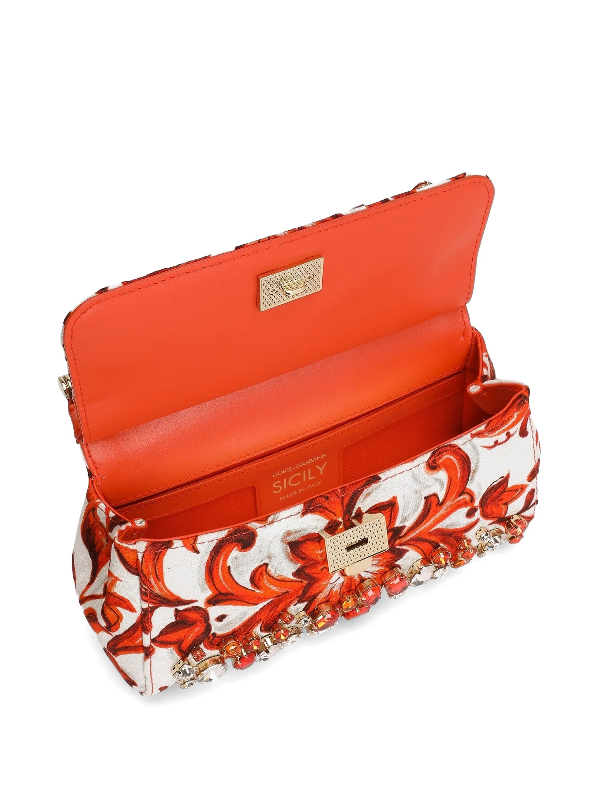 mini Sicily handbag with embroidery and bezels