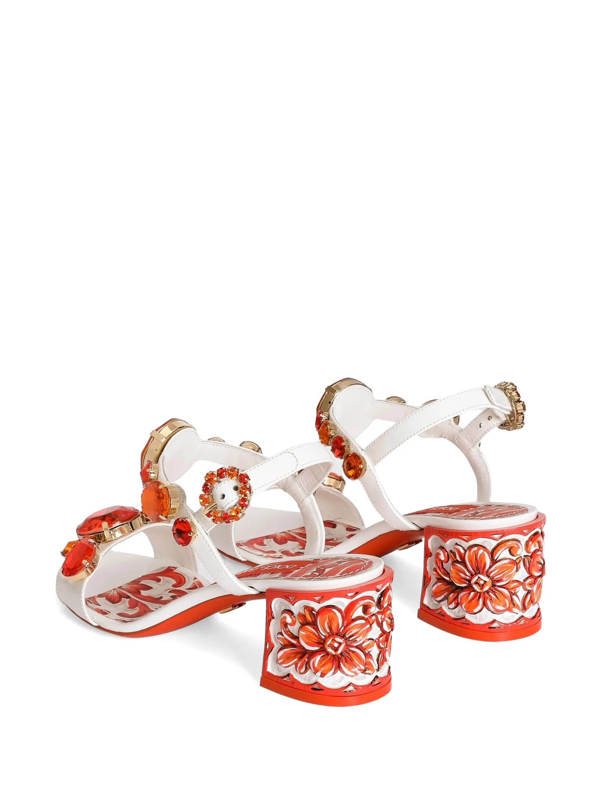 patent leather sandals with stone embroidery