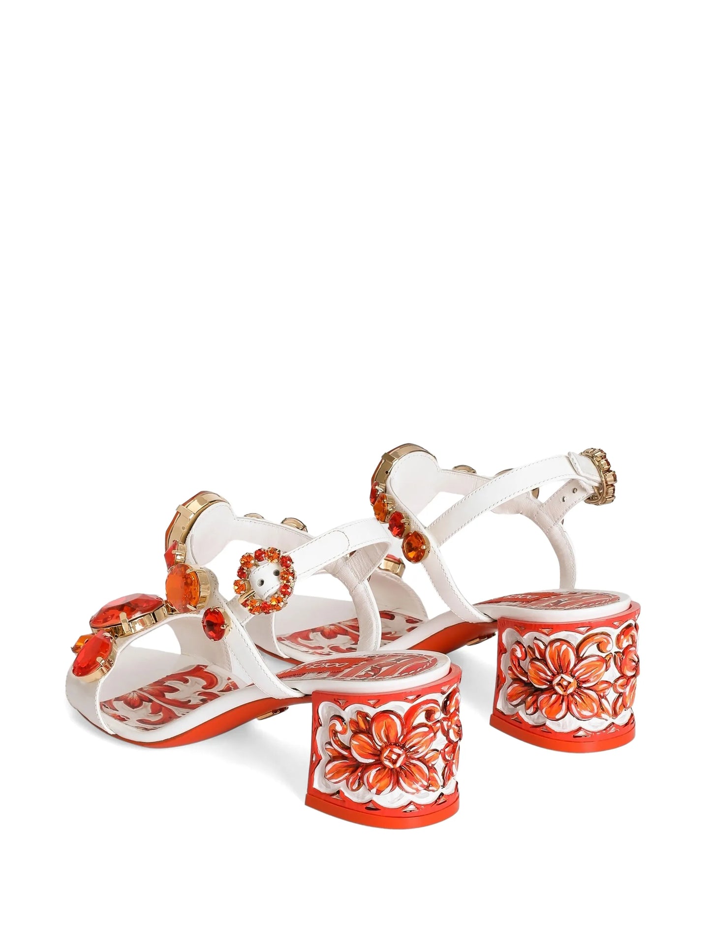 patent leather sandals with stone embroidery