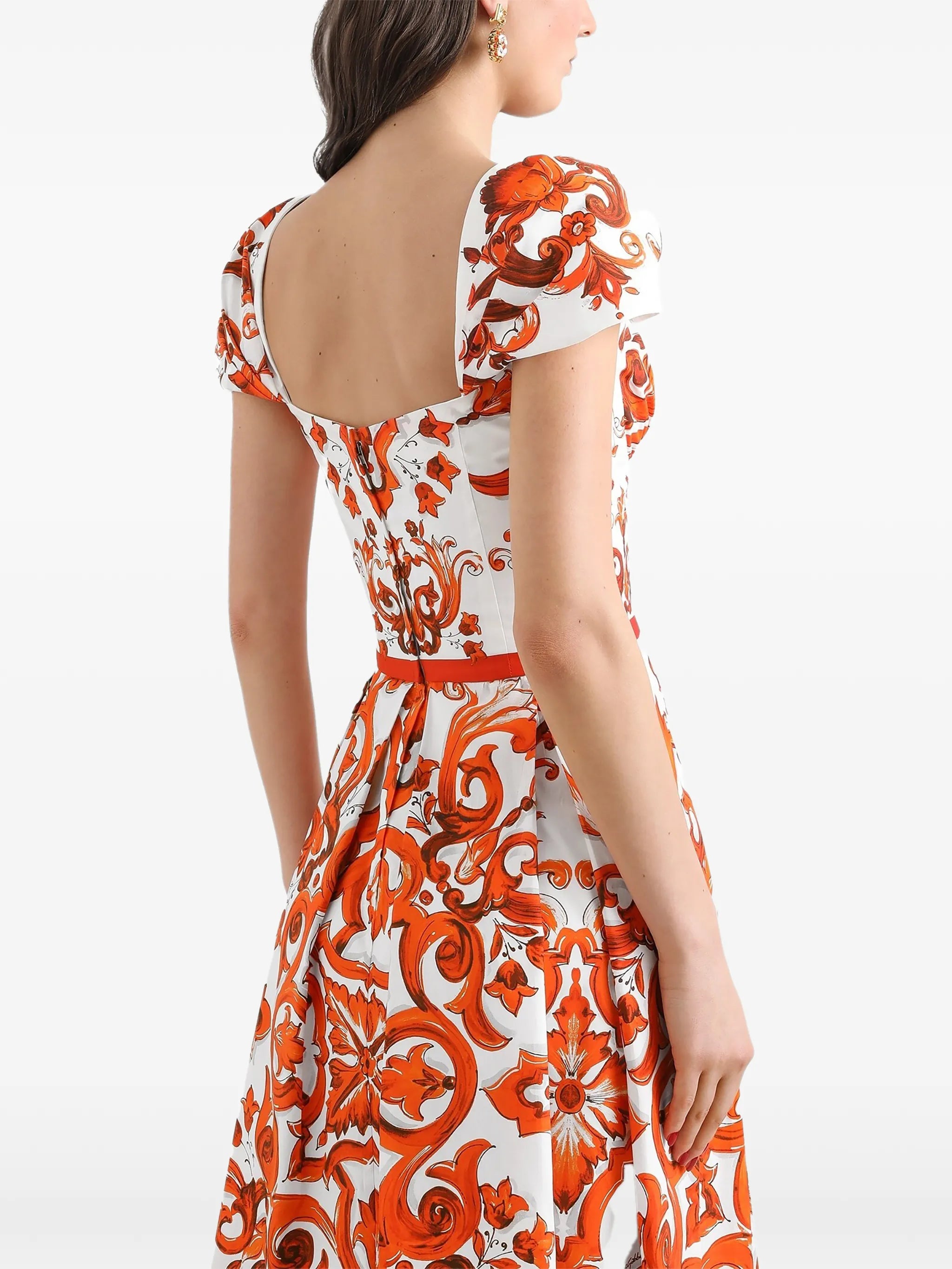 Majolica-print poplin dress