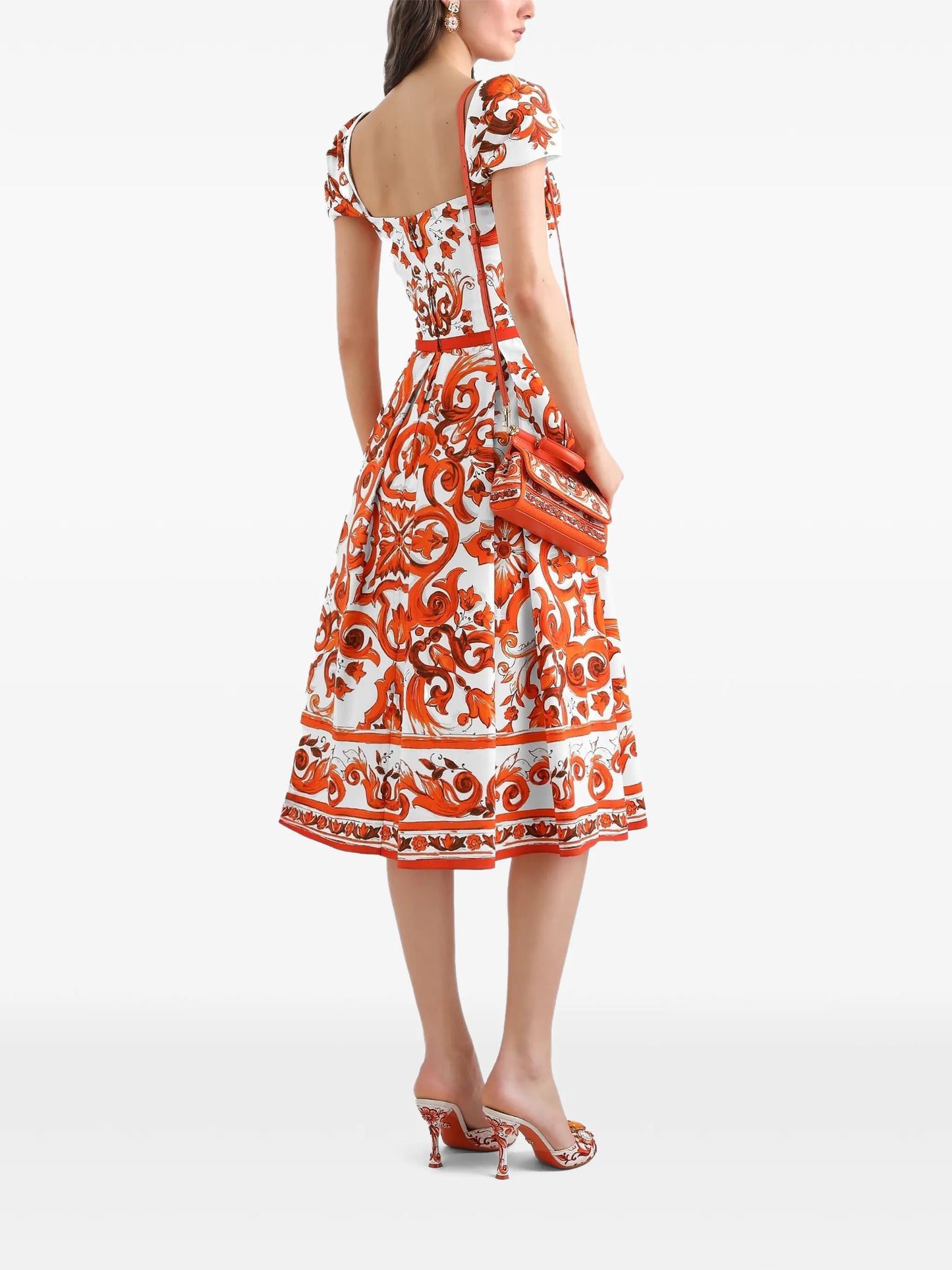 Majolica-print poplin dress