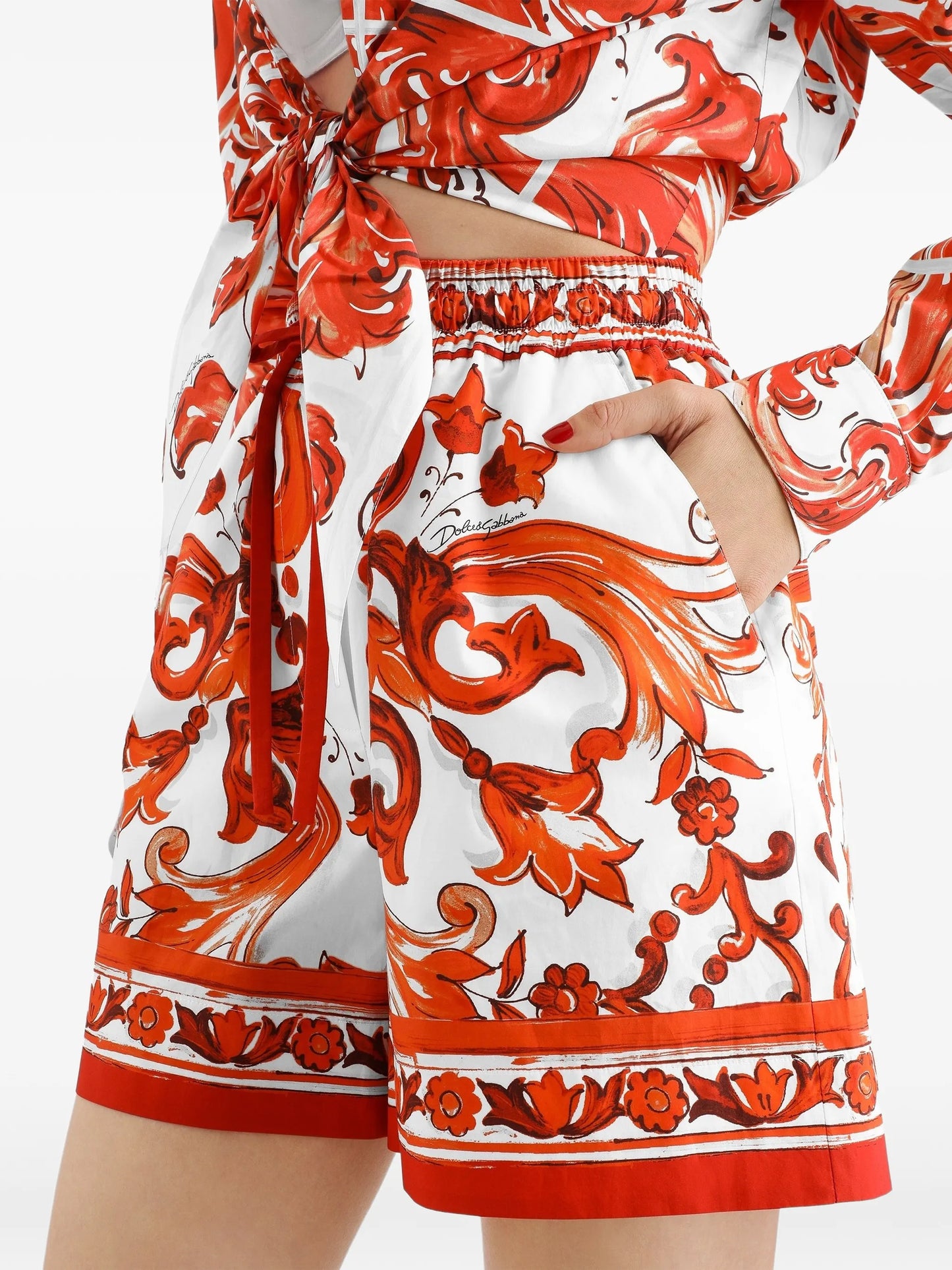 Majolica-print bermuda poplin shorts