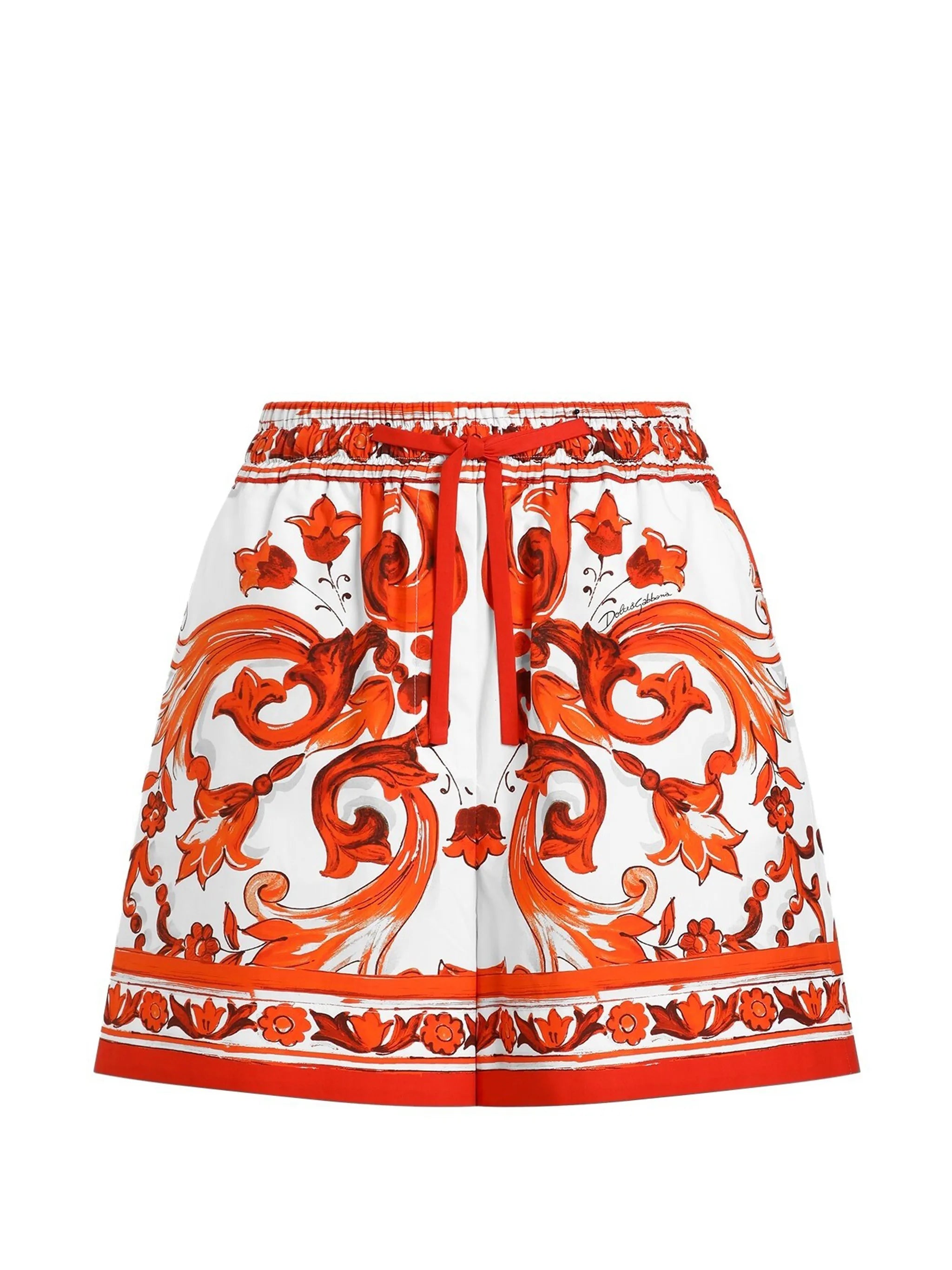 Majolica-print bermuda poplin shorts