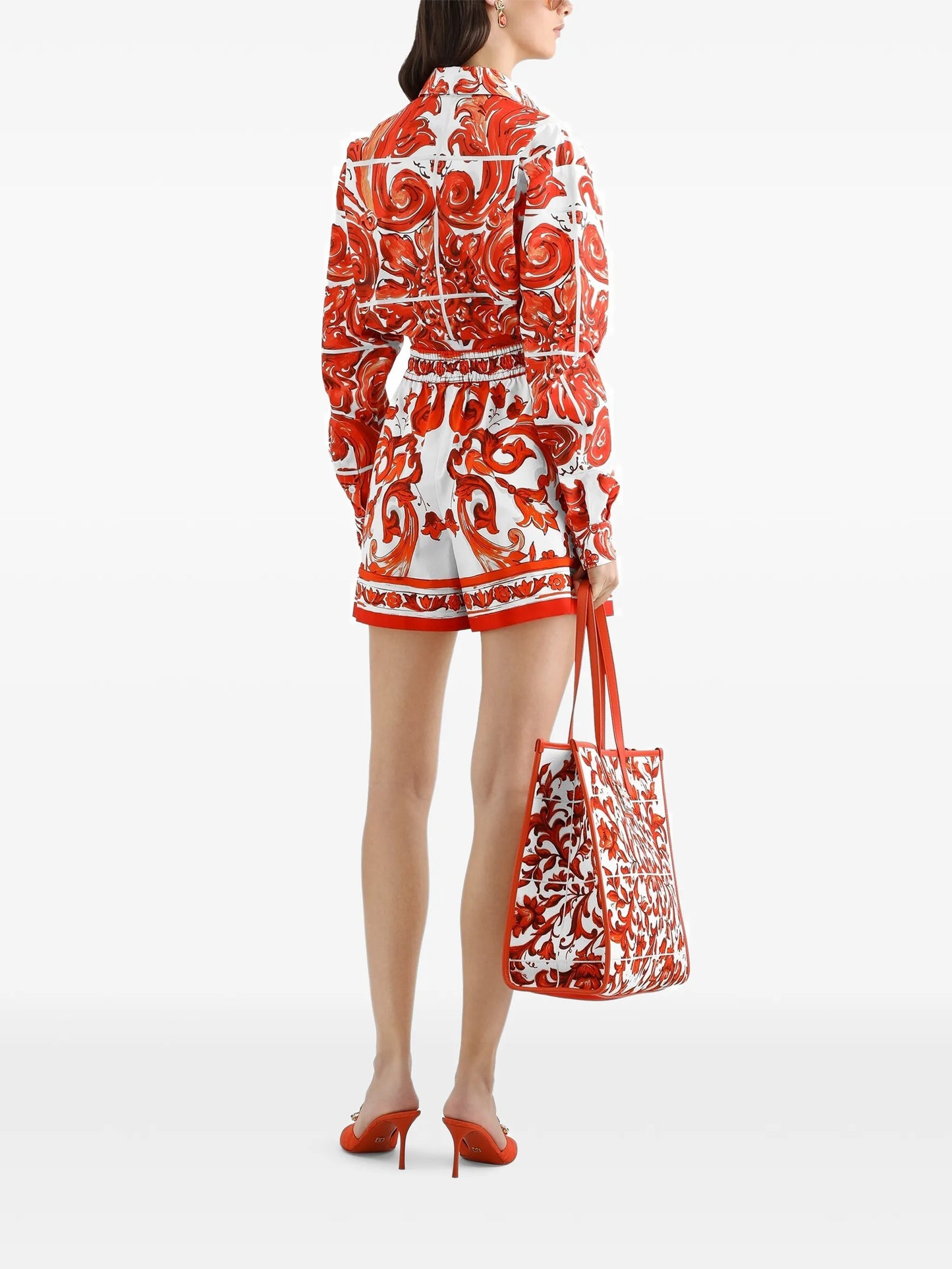 Majolica-print bermuda poplin shorts
