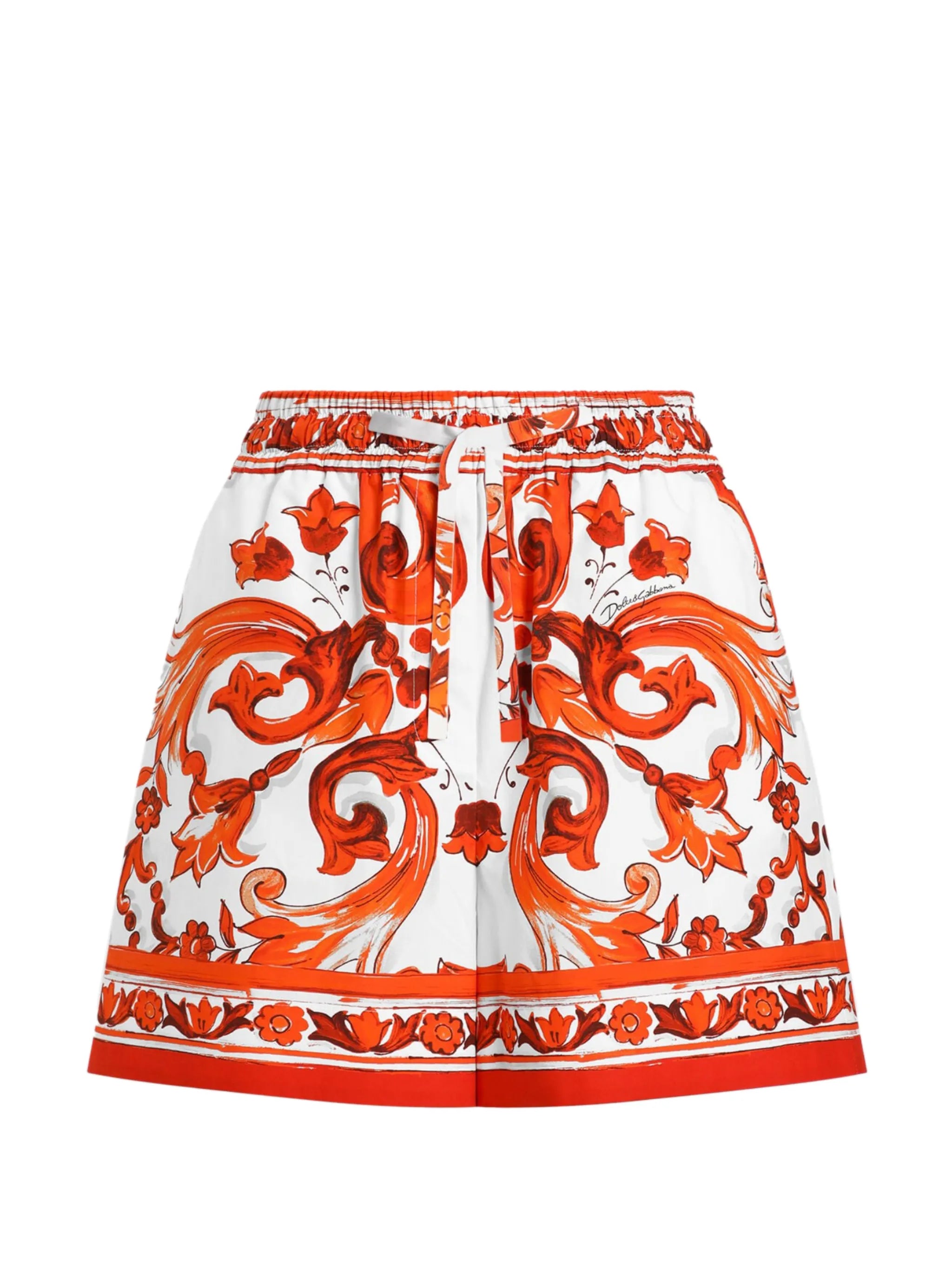 Majolica-print bermuda poplin shorts